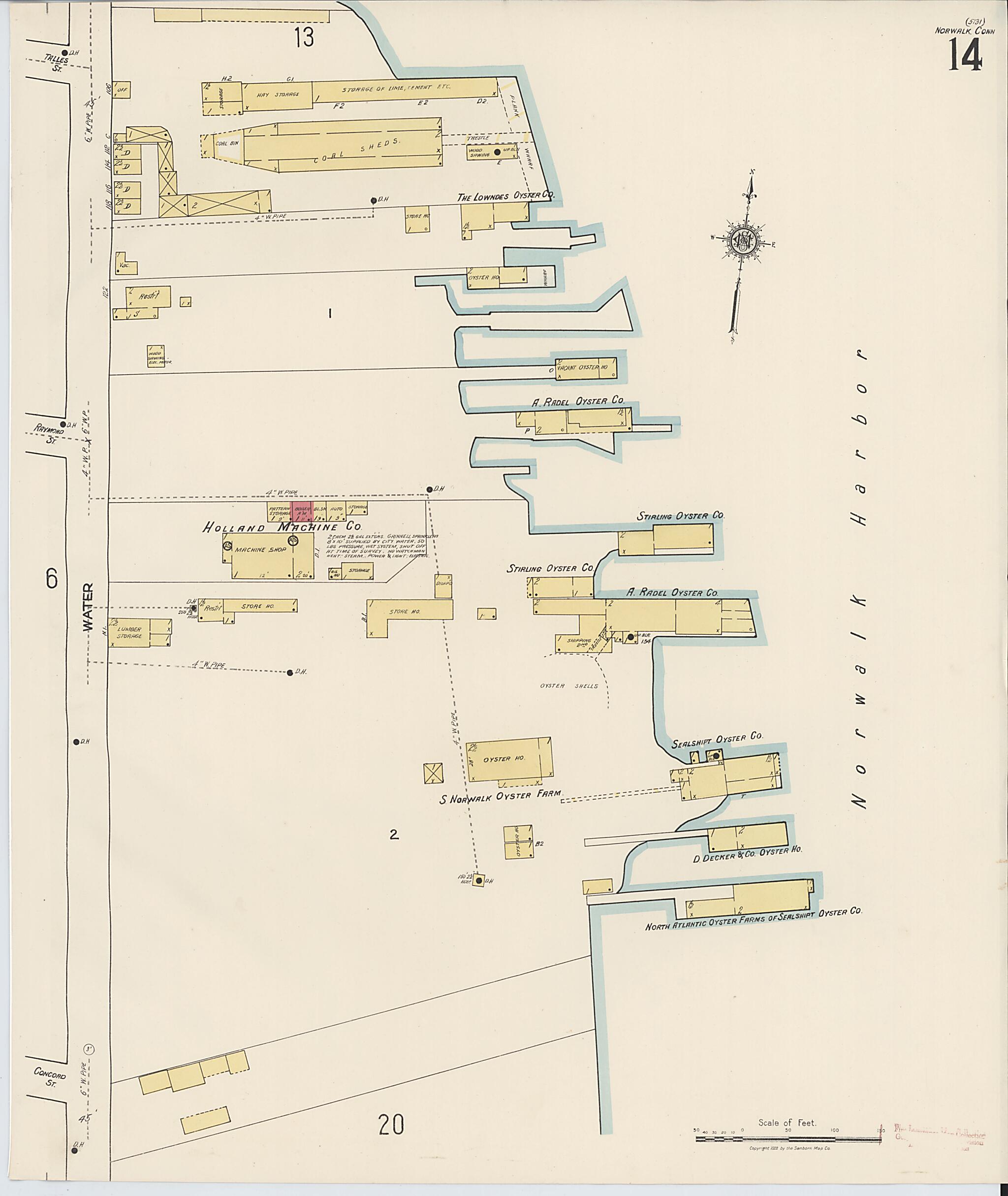 This old map of Norwalk, Fairfield County, Connecticut was created by Sanborn Map Company in 1922