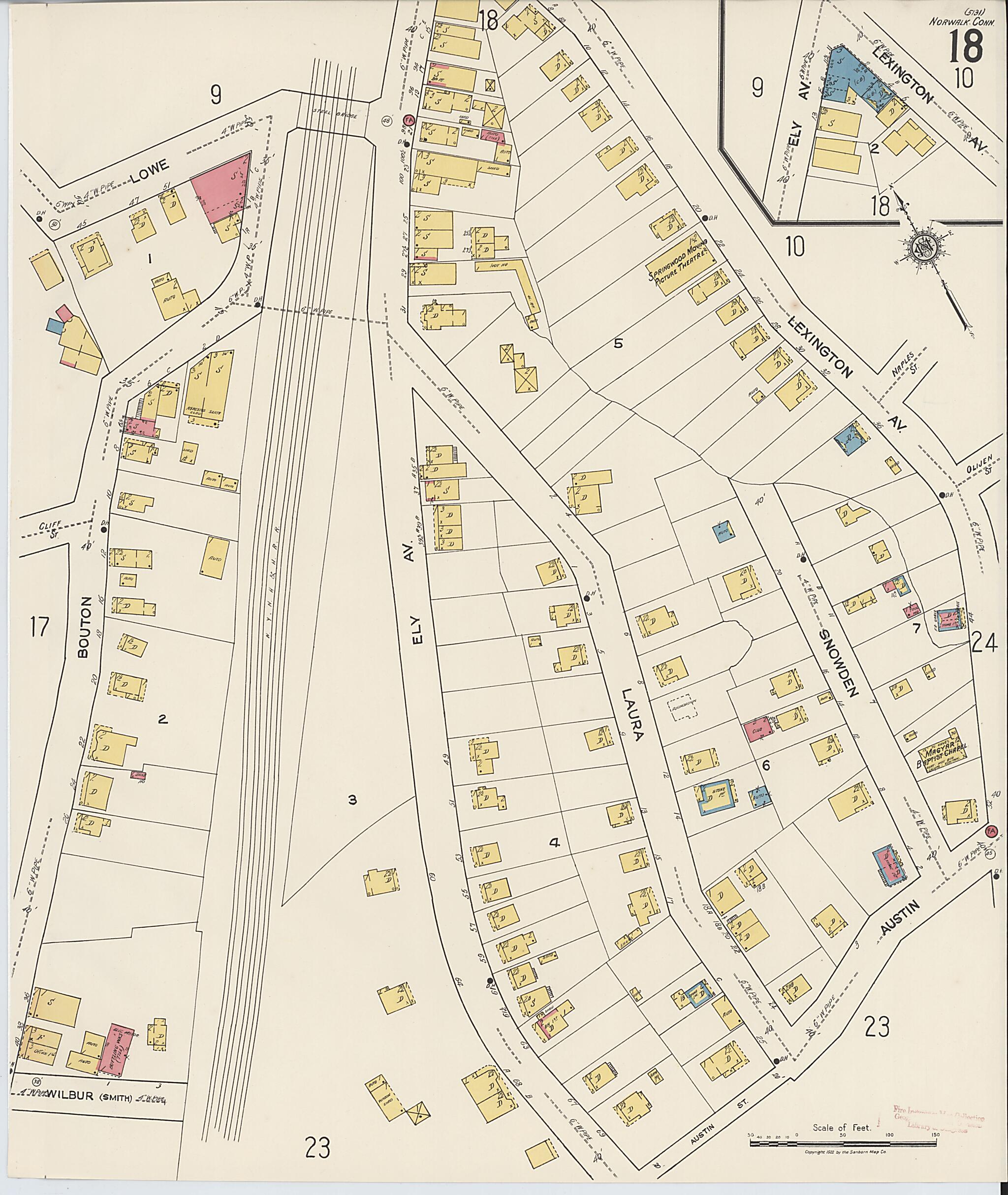 This old map of Norwalk, Fairfield County, Connecticut was created by Sanborn Map Company in 1922