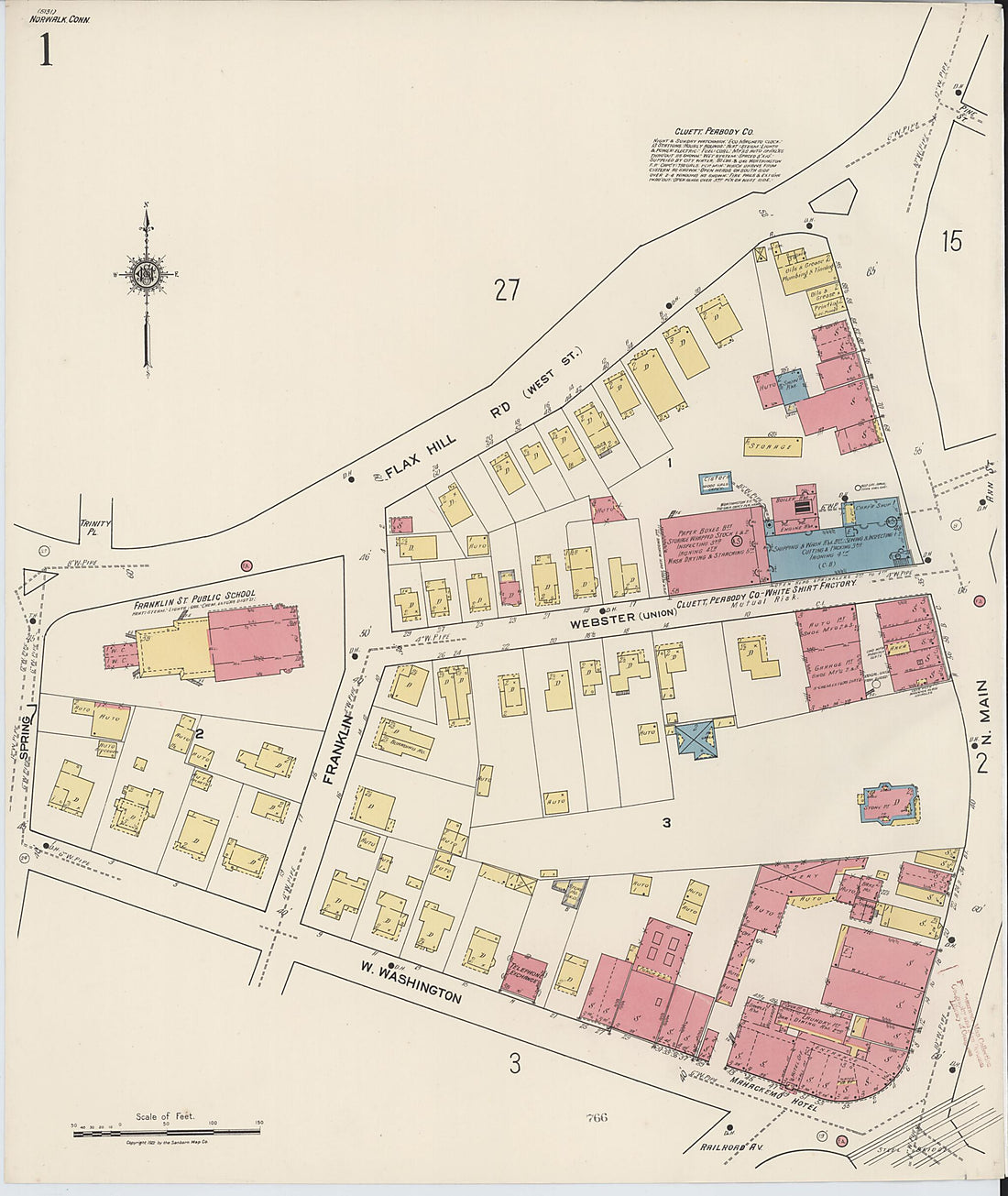 This old map of Norwalk, Fairfield County, Connecticut was created by Sanborn Map Company in 1922