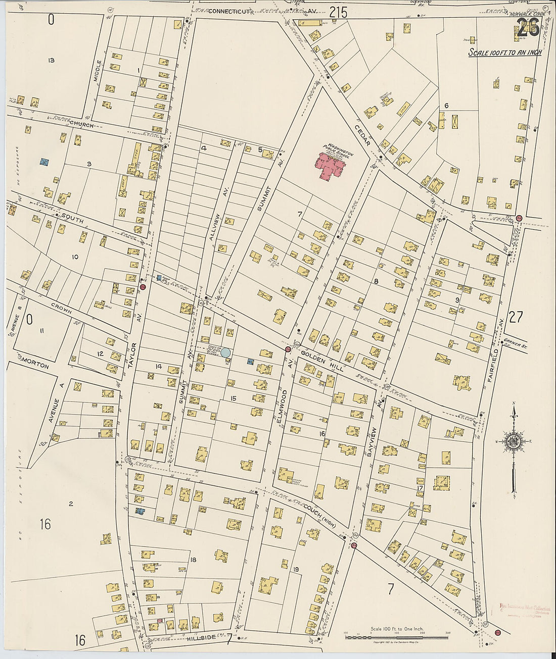 This old map of Norwalk, Fairfield County, Connecticut was created by Sanborn Map Company in 1922