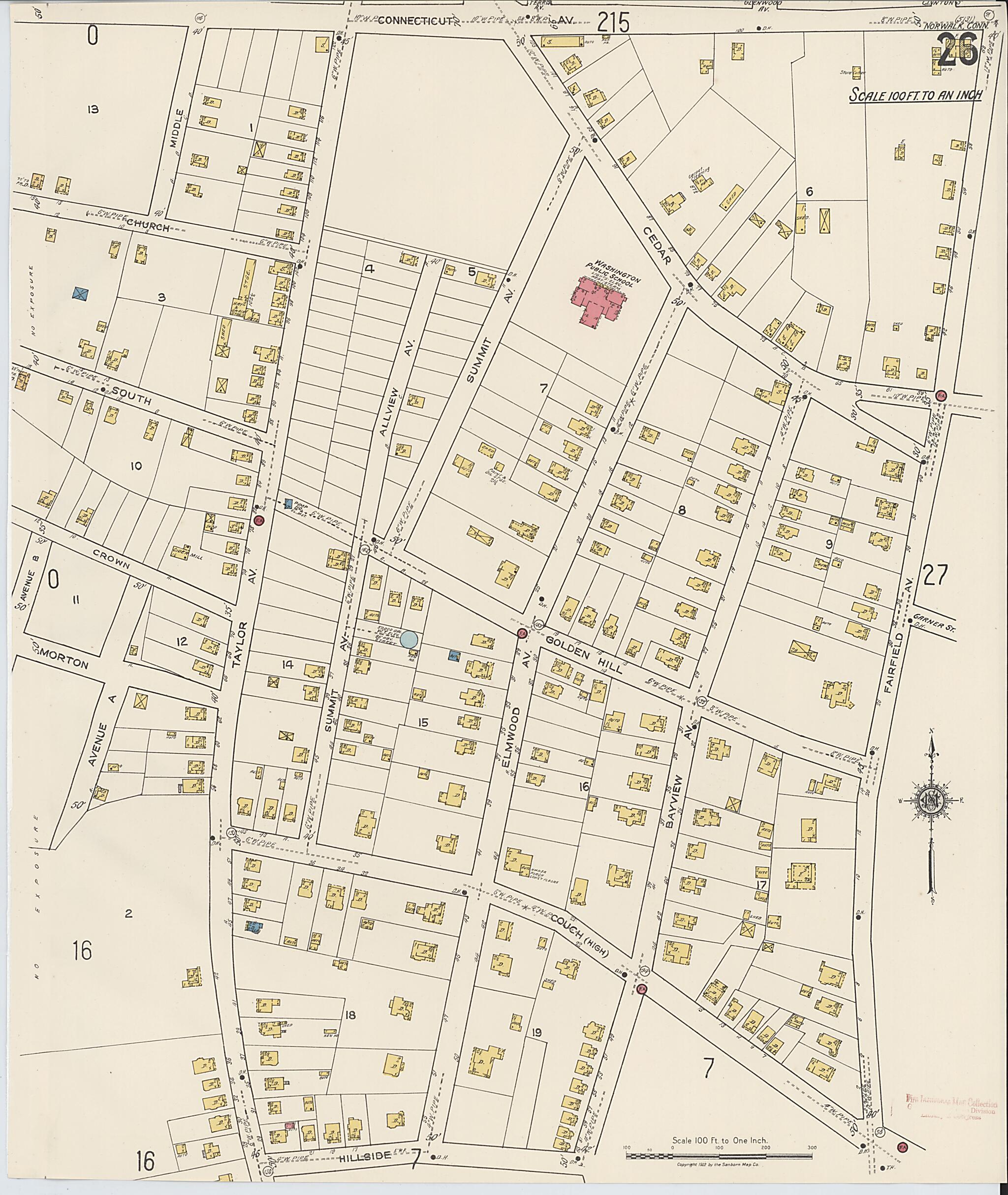 This old map of Norwalk, Fairfield County, Connecticut was created by Sanborn Map Company in 1922