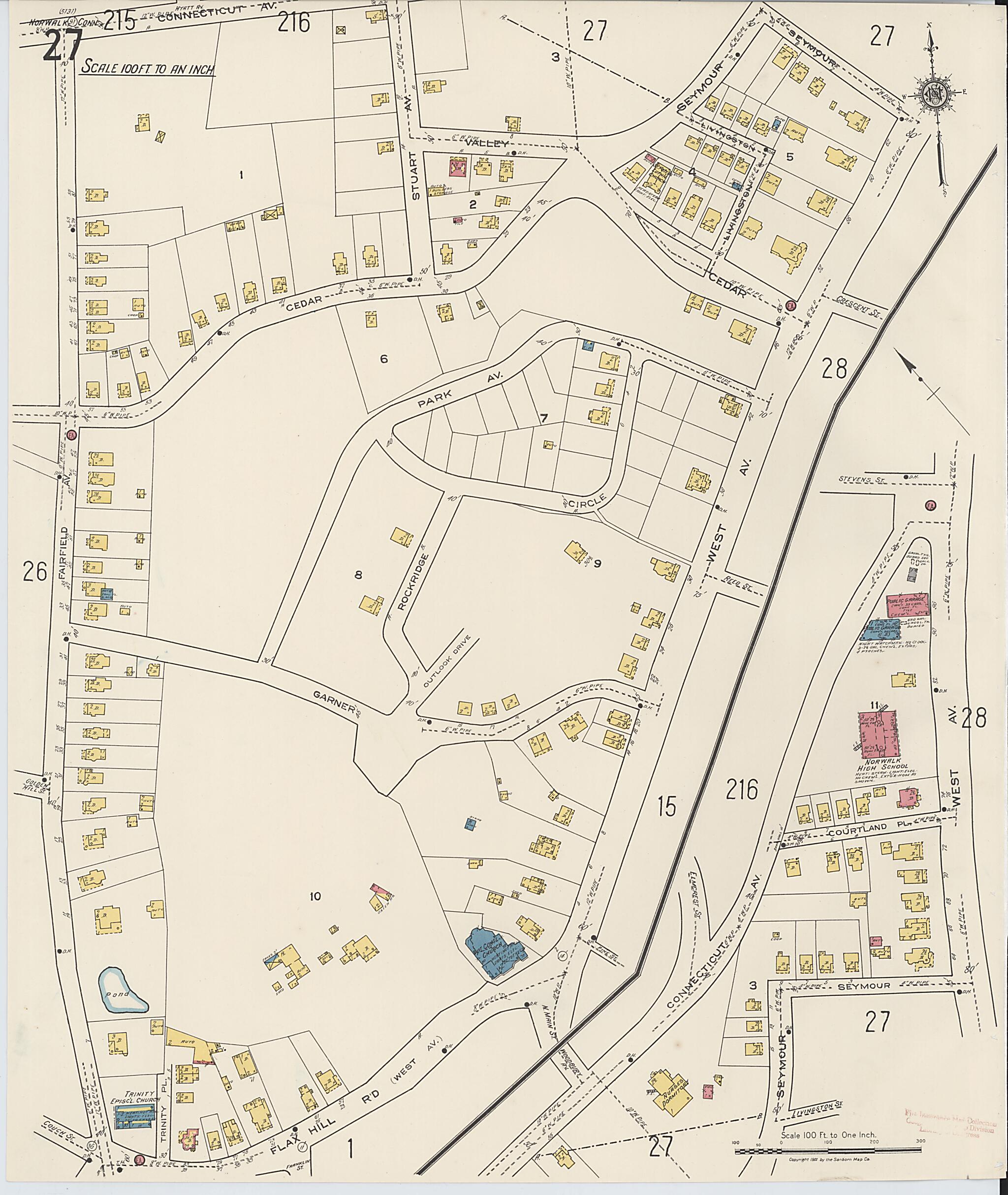This old map of Norwalk, Fairfield County, Connecticut was created by Sanborn Map Company in 1922