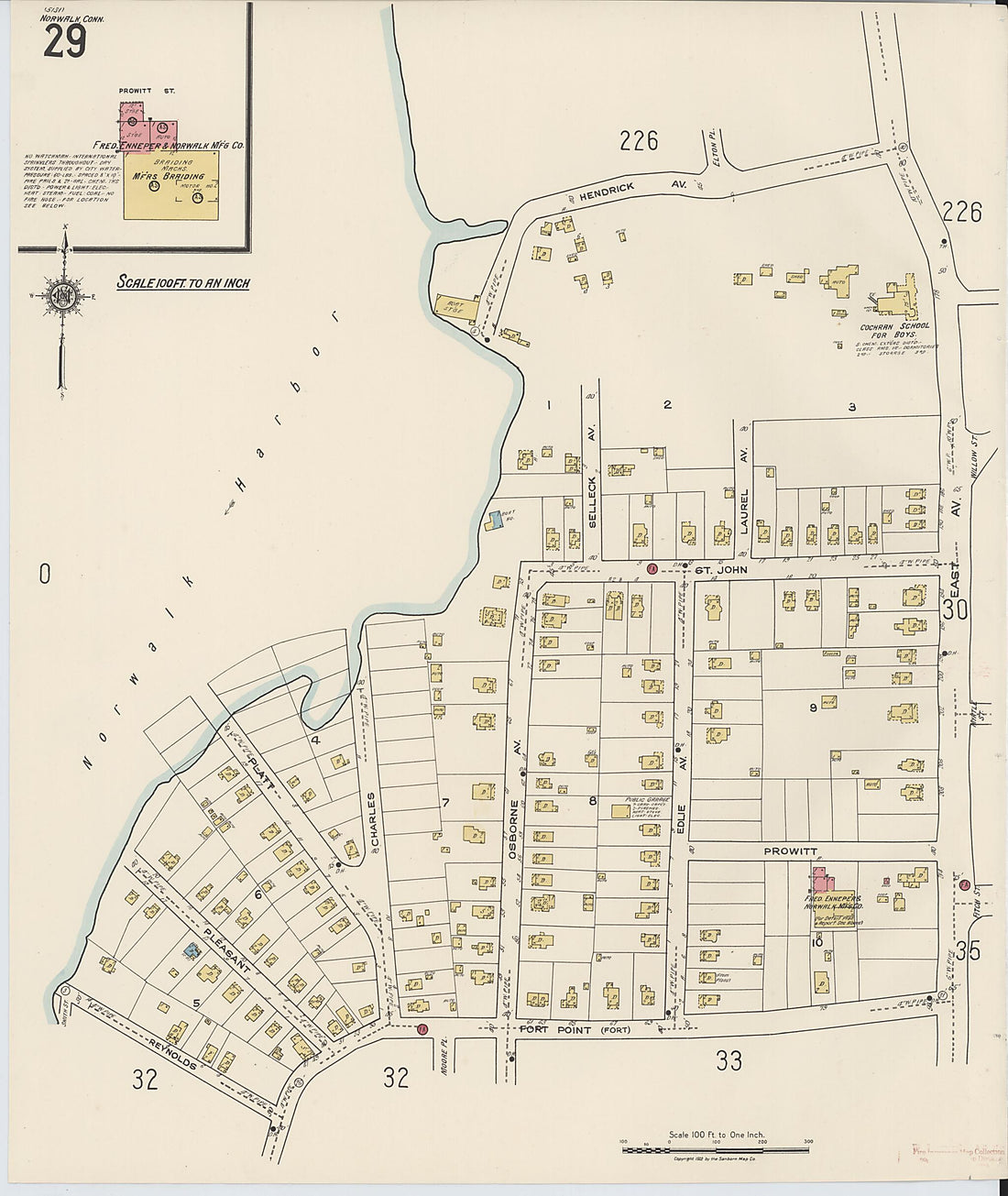 This old map of Norwalk, Fairfield County, Connecticut was created by Sanborn Map Company in 1922