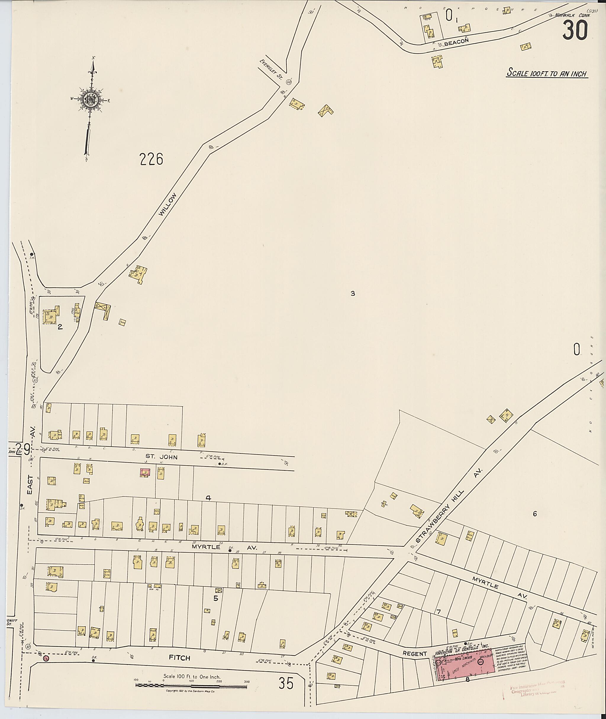This old map of Norwalk, Fairfield County, Connecticut was created by Sanborn Map Company in 1922