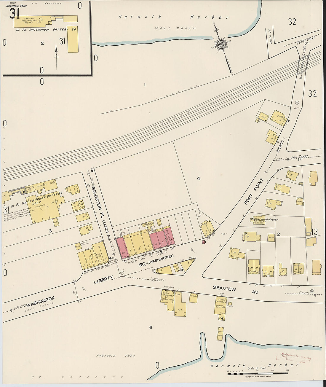 This old map of Norwalk, Fairfield County, Connecticut was created by Sanborn Map Company in 1922