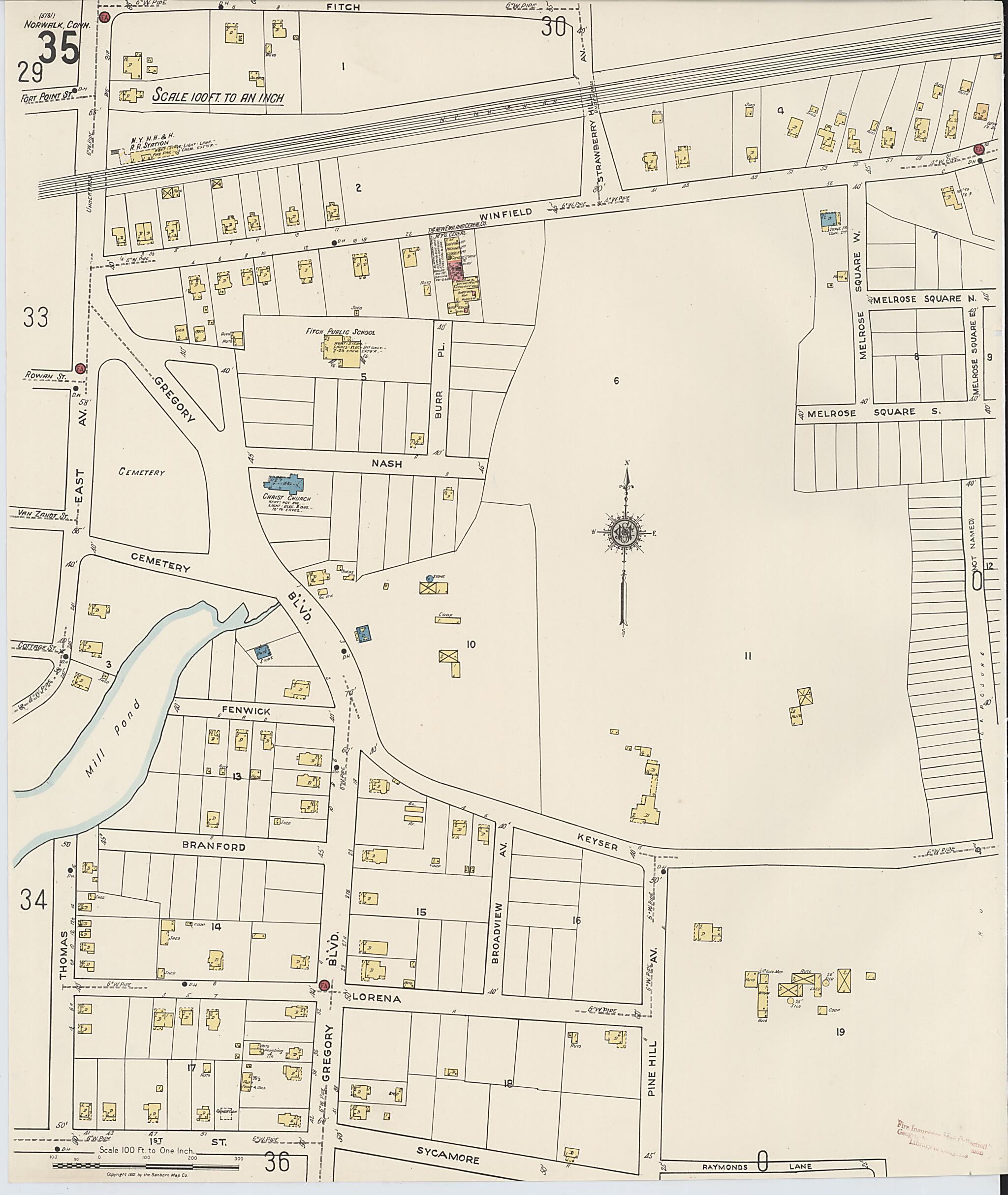 This old map of Norwalk, Fairfield County, Connecticut was created by Sanborn Map Company in 1922