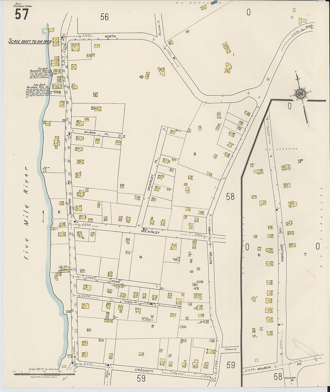 This old map of Norwalk, Fairfield County, Connecticut was created by Sanborn Map Company in 1922