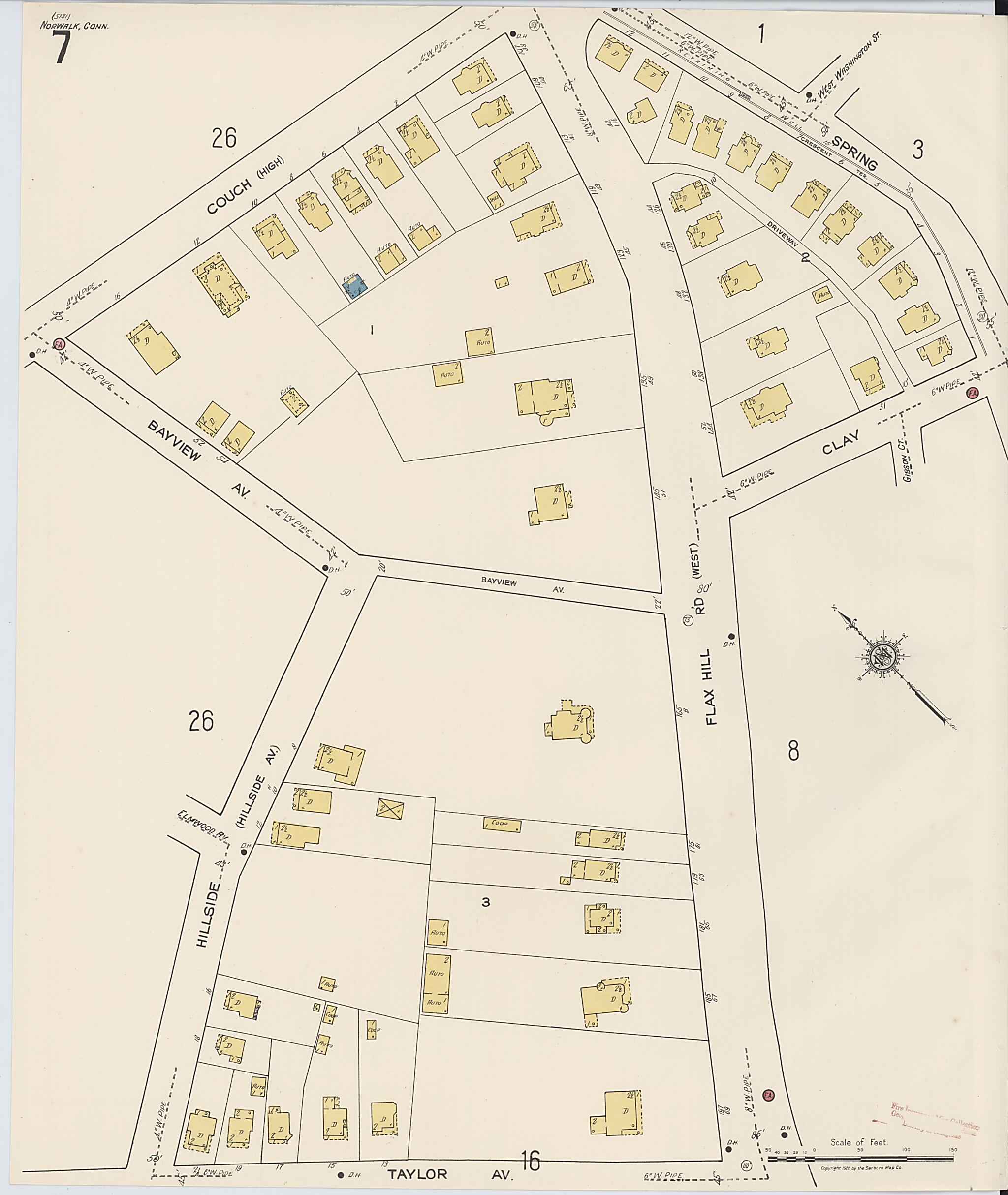 This old map of Norwalk, Fairfield County, Connecticut was created by Sanborn Map Company in 1922