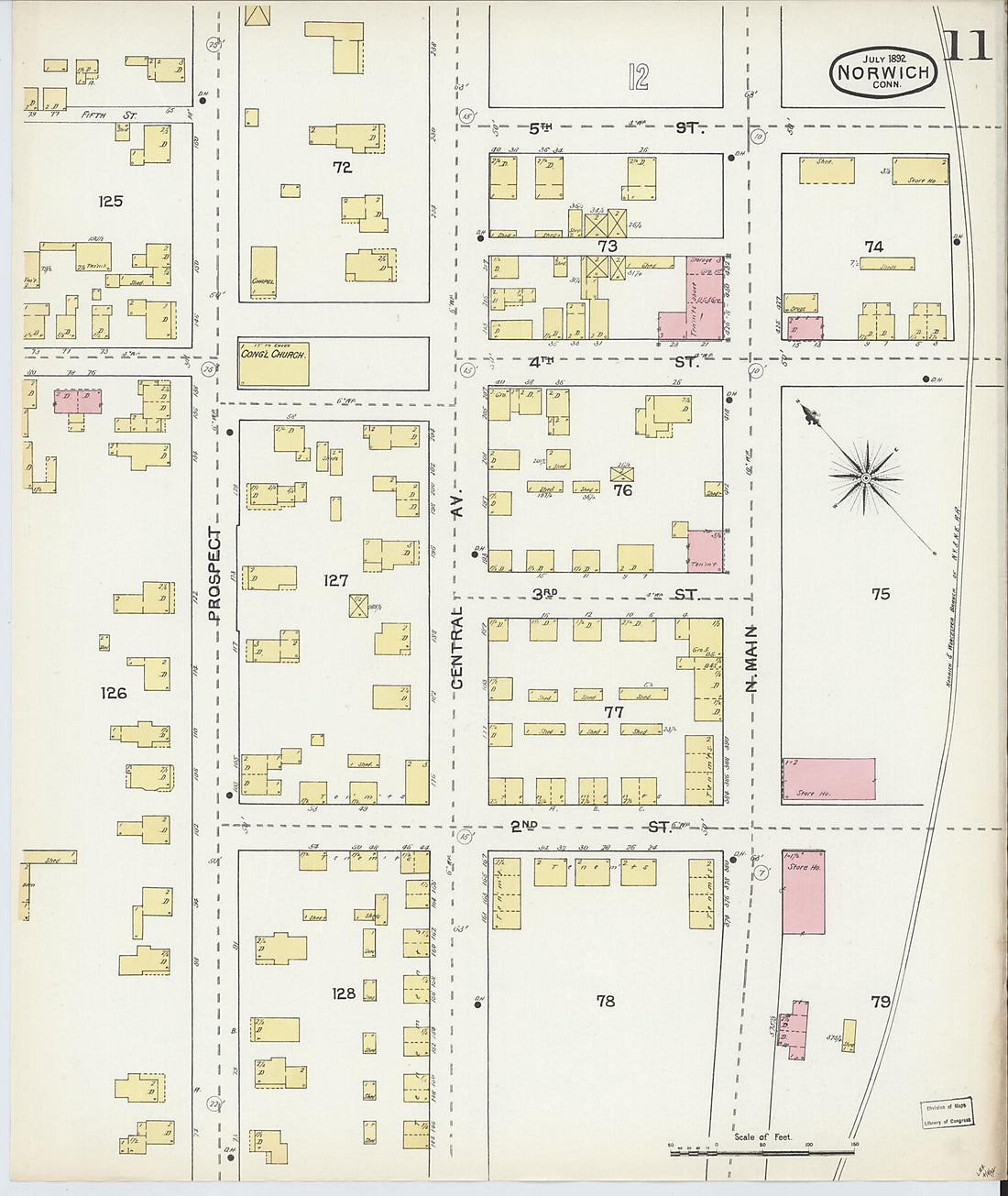This old map of Norwich, New London County, Connecticut was created by Sanborn Map Company in 1892