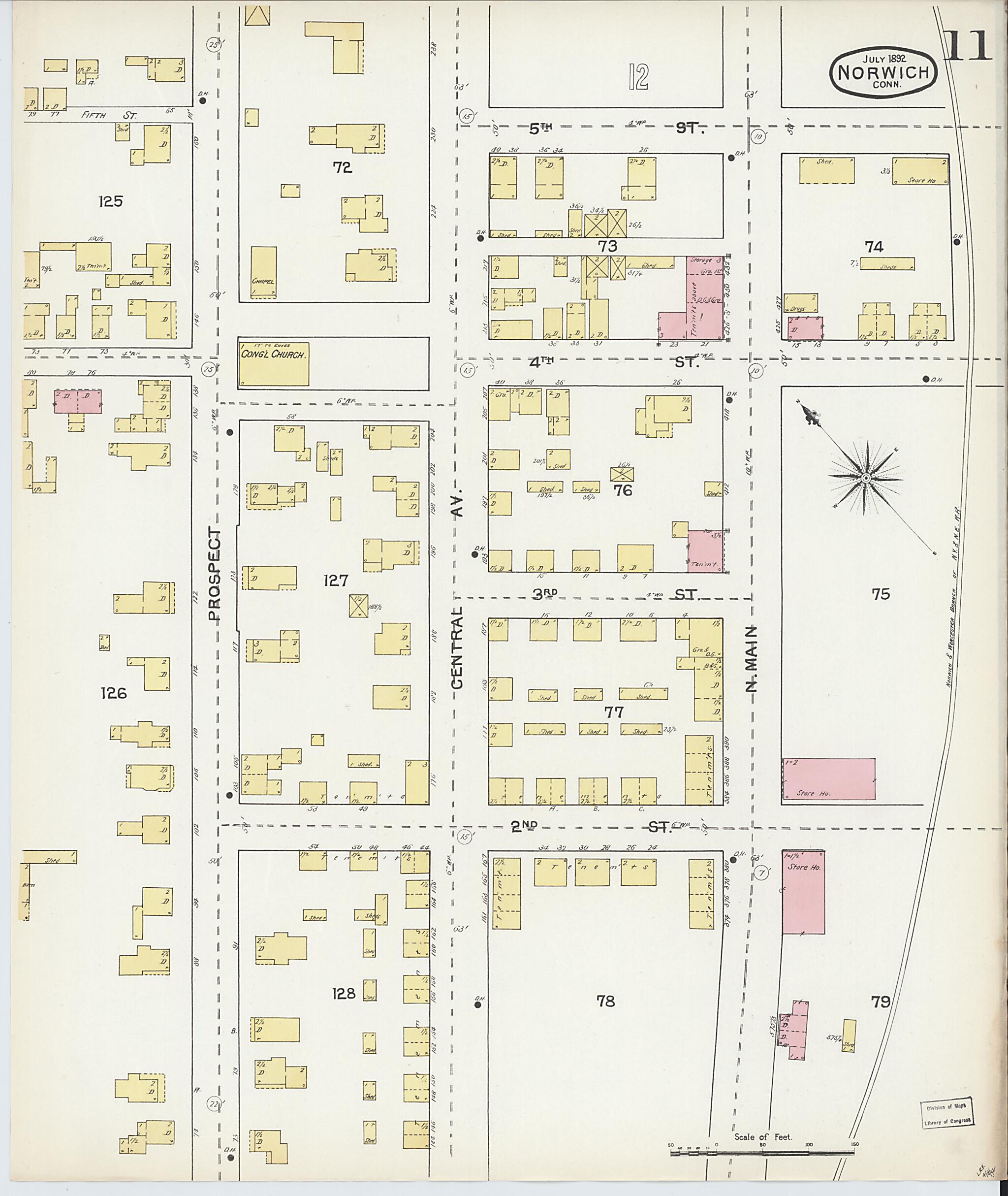 This old map of Norwich, New London County, Connecticut was created by Sanborn Map Company in 1892