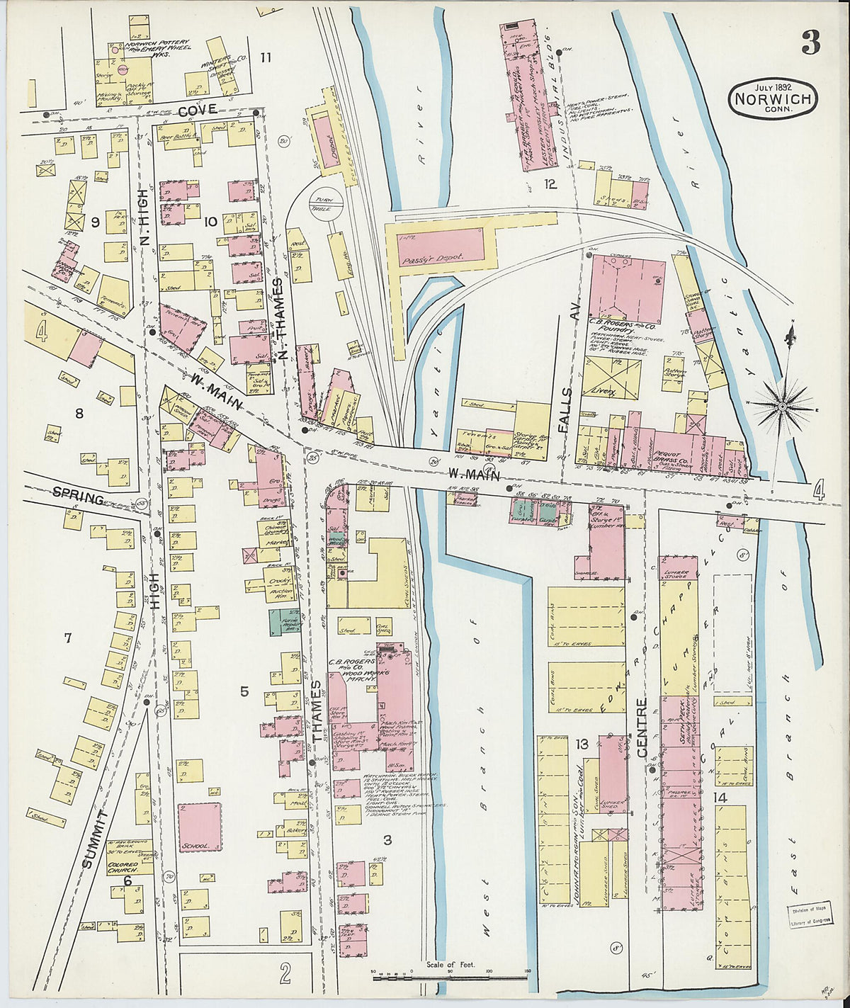 Norwich, New London County, Connecticut 1892 (Sheet 3 of 17) by Relic Map Company