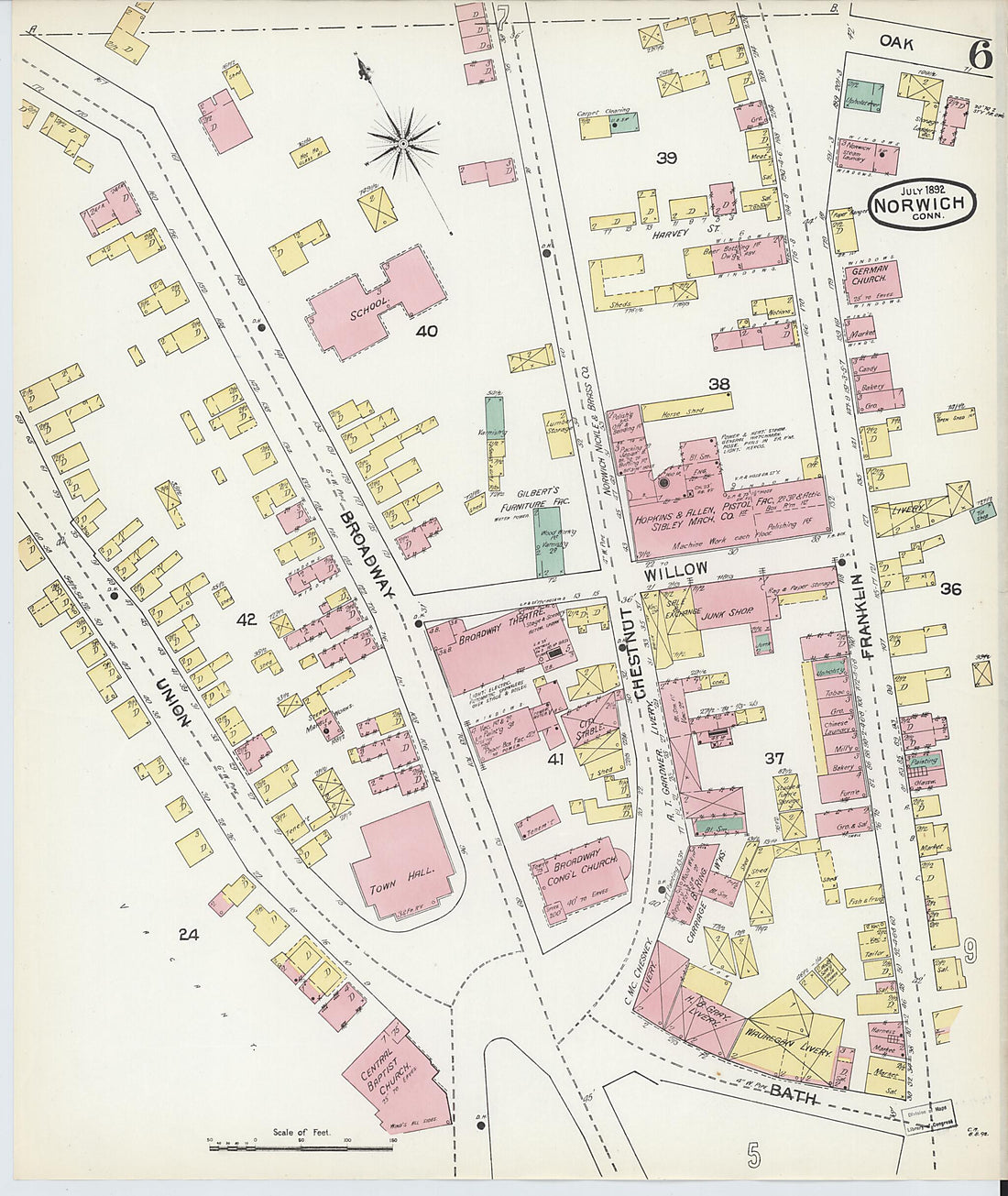 This old map of Norwich, New London County, Connecticut was created by Sanborn Map Company in 1892