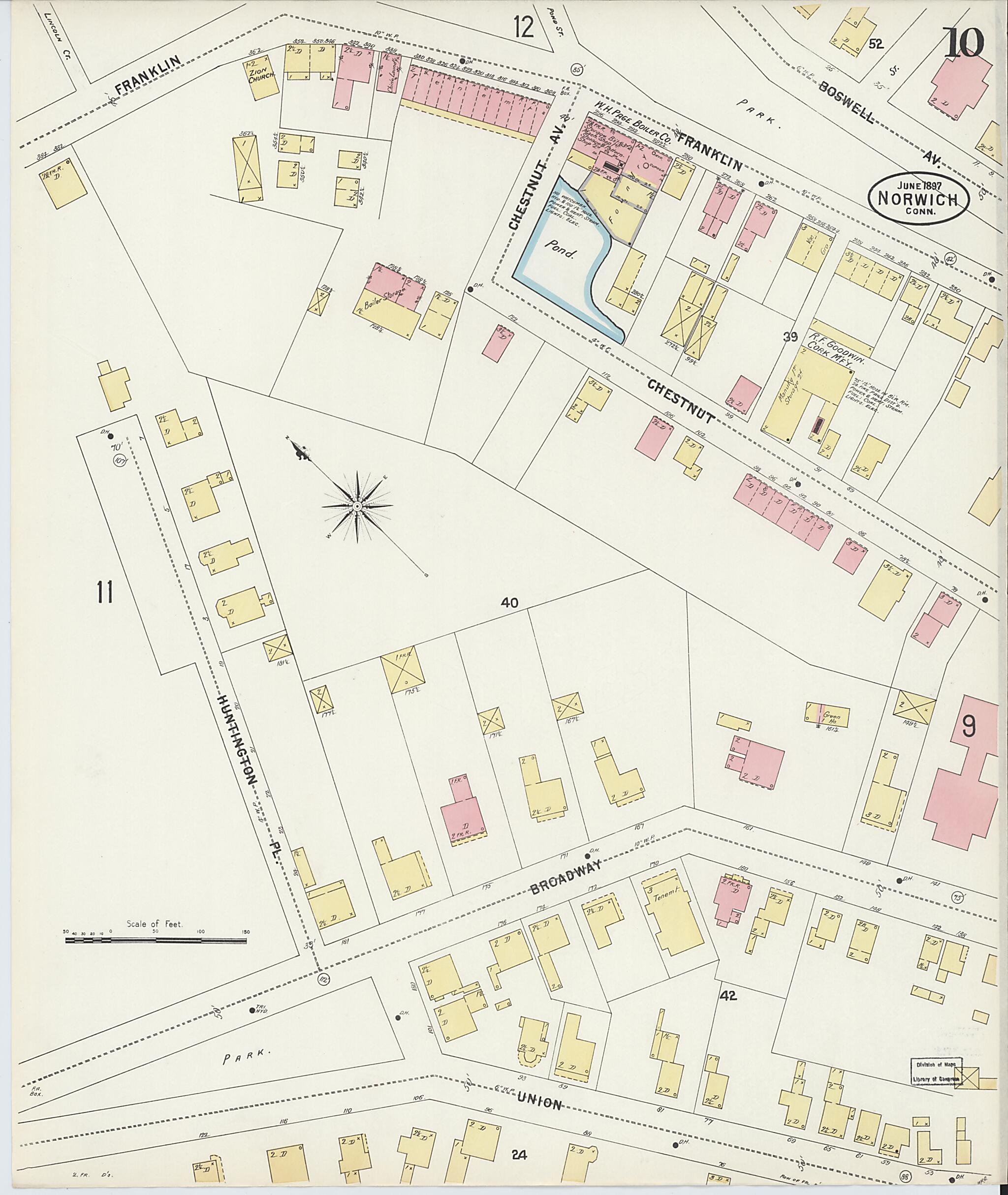 This old map of Norwich, New London County, Connecticut was created by Sanborn Map Company in 1897