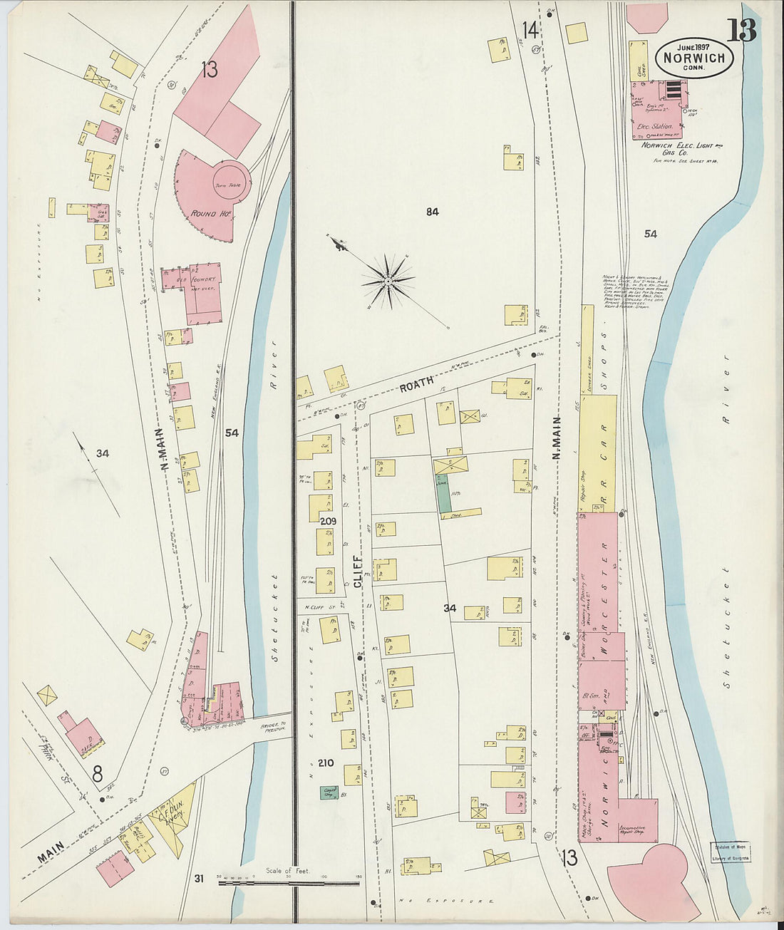 This old map of Norwich, New London County, Connecticut was created by Sanborn Map Company in 1897