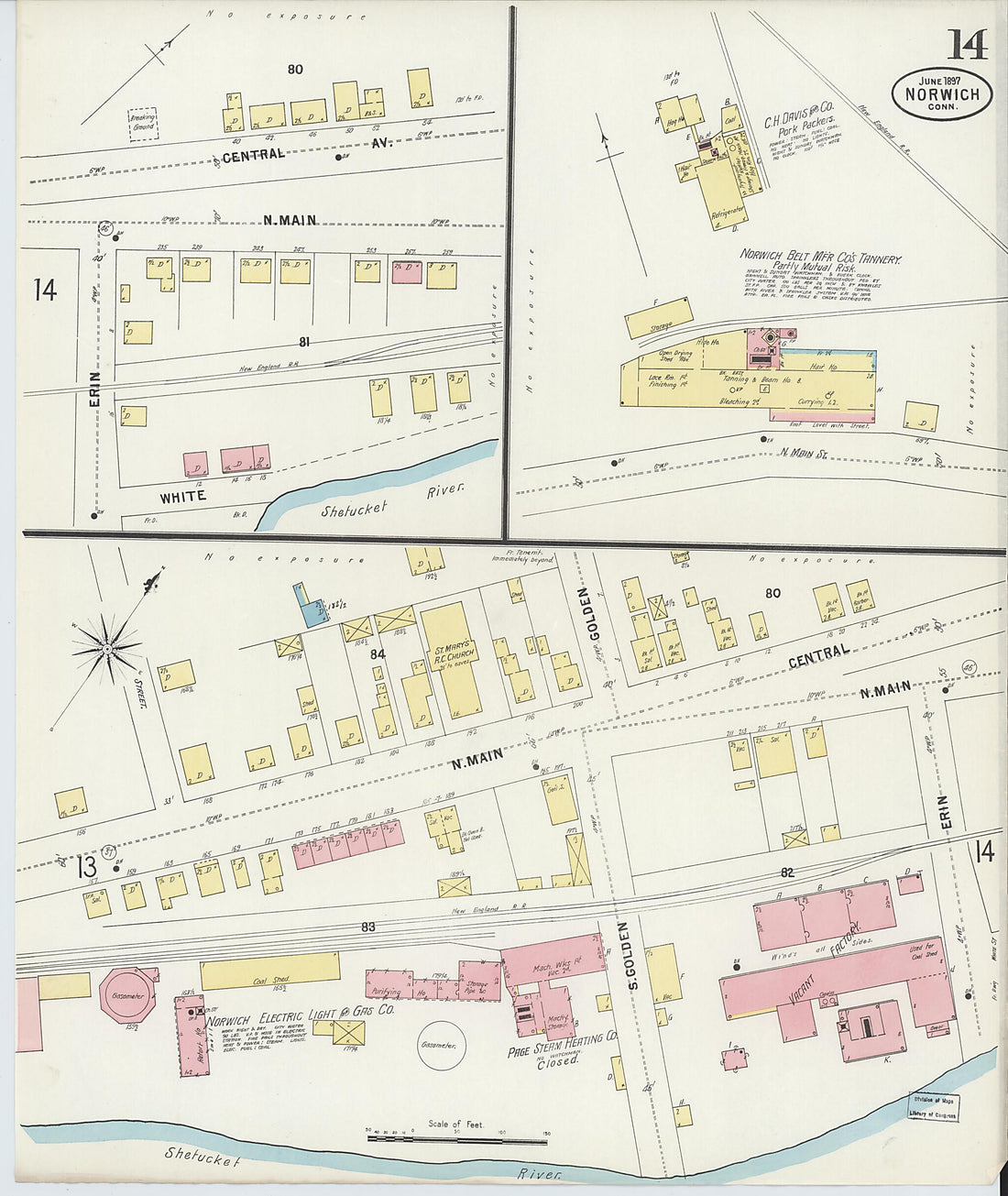 This old map of Norwich, New London County, Connecticut was created by Sanborn Map Company in 1897