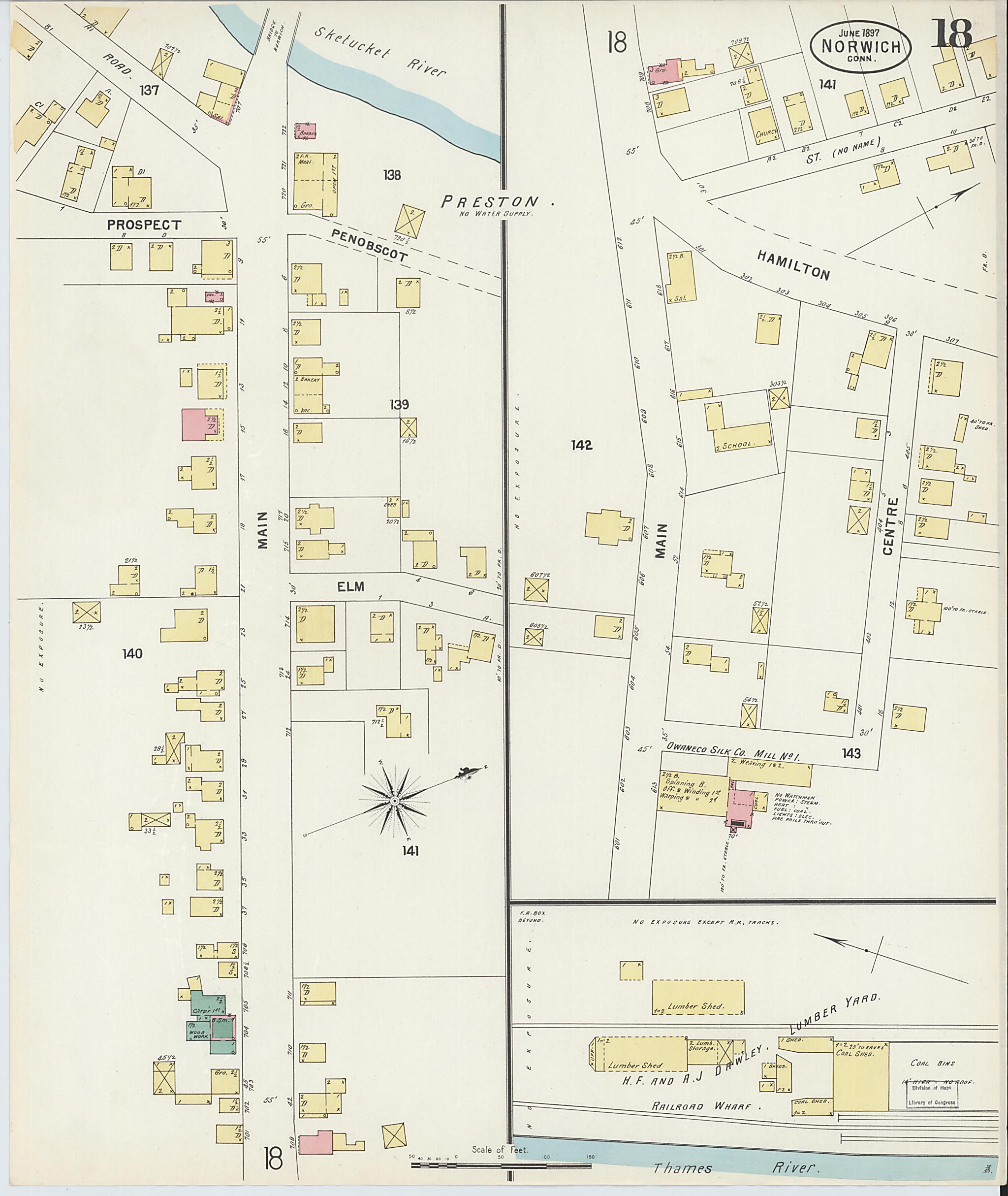 This old map of Norwich, New London County, Connecticut was created by Sanborn Map Company in 1897