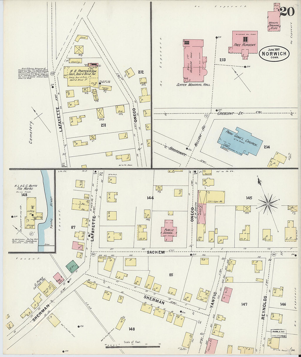 Norwich, New London County, Connecticut 1897 (Sheet 20 of 21) by Relic Map Company