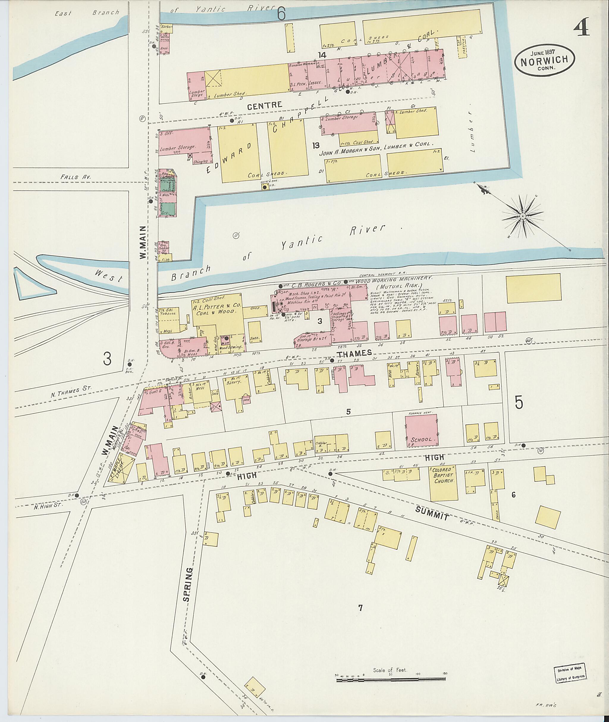 This old map of Norwich, New London County, Connecticut was created by Sanborn Map Company in 1897