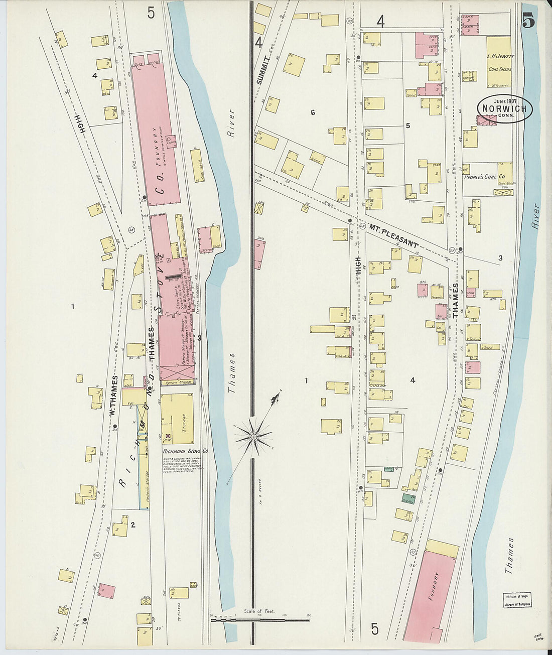 This old map of Norwich, New London County, Connecticut was created by Sanborn Map Company in 1897