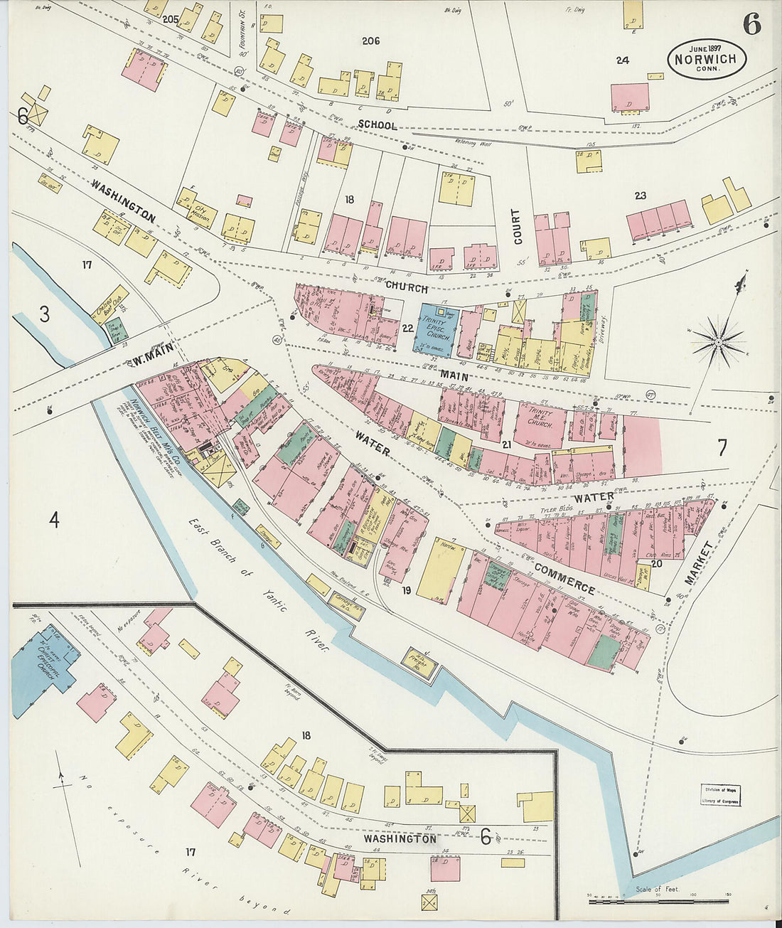 This old map of Norwich, New London County, Connecticut was created by Sanborn Map Company in 1897