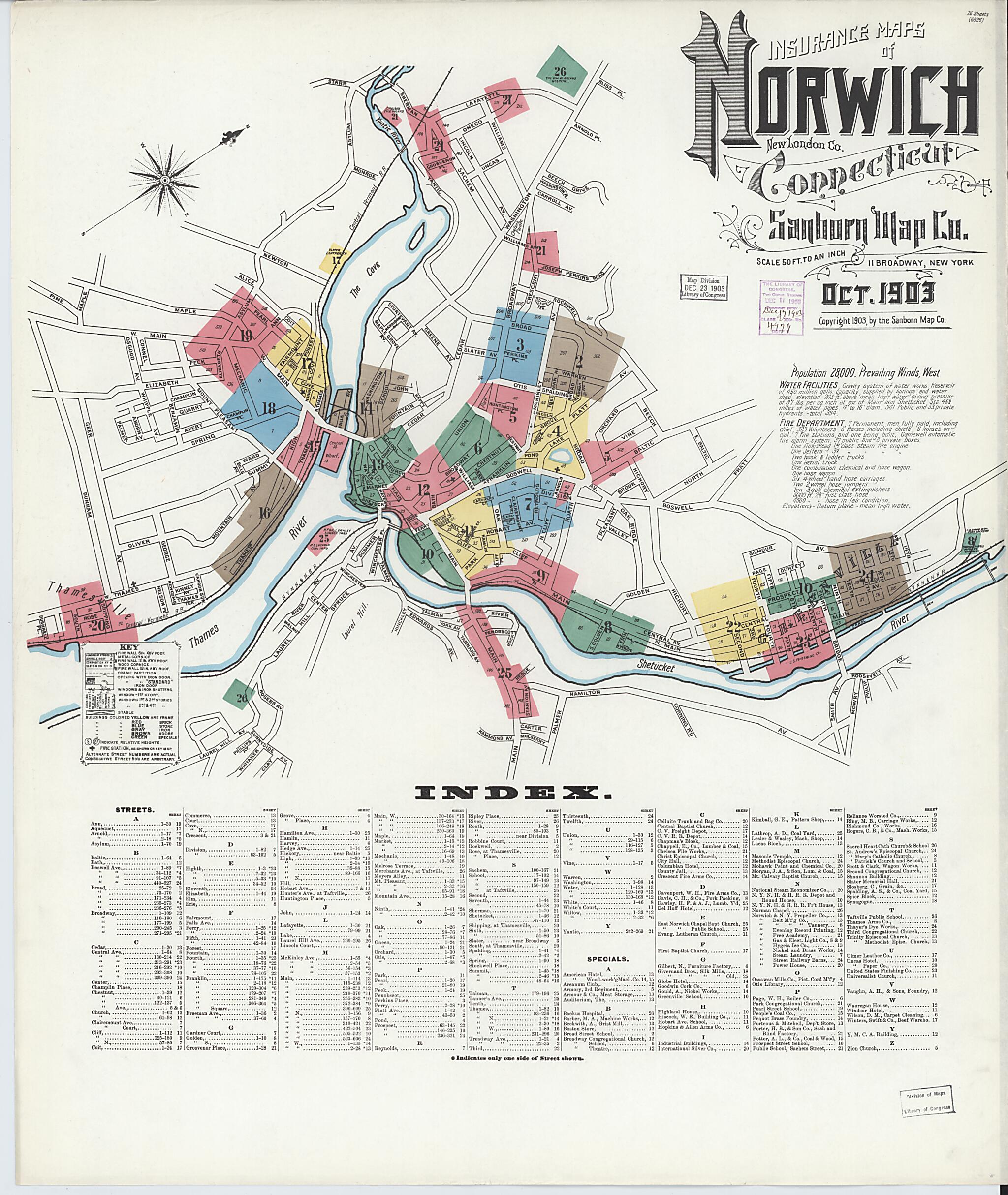Norwich, New London County, Connecticut 1903 (Sheet 1 of 26) by Relic Map Company