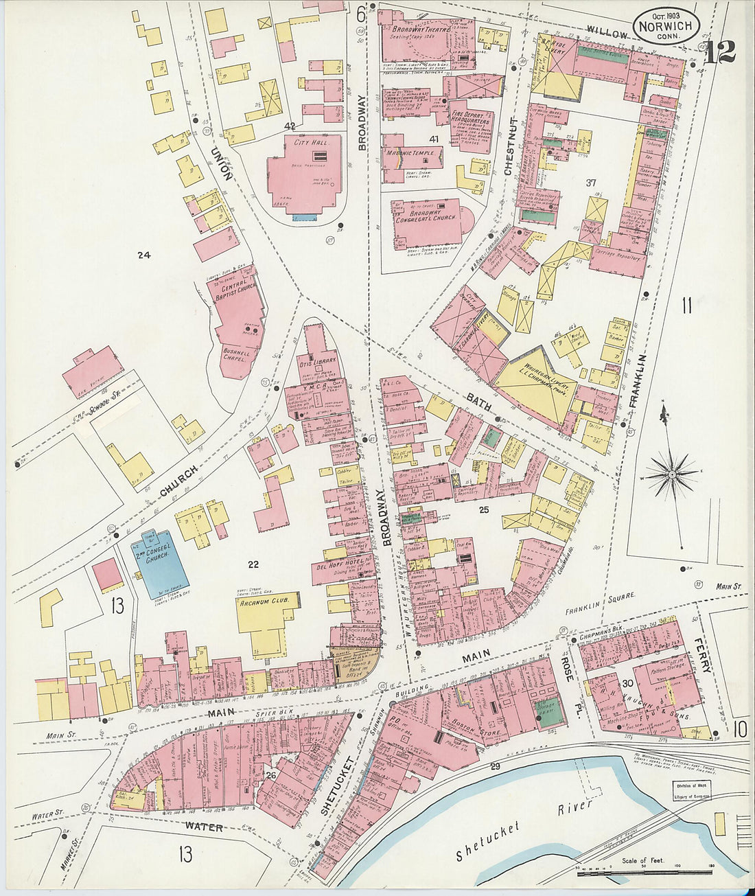 This old map of Norwich, New London County, Connecticut was created by Sanborn Map Company in 1903
