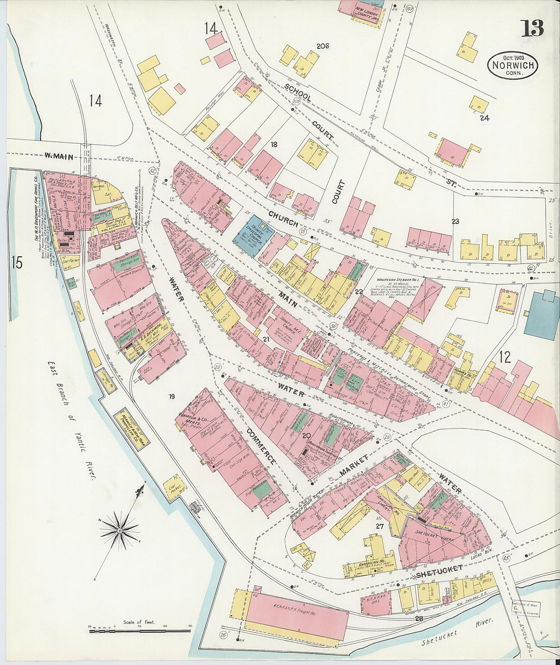 This old map of Norwich, New London County, Connecticut was created by Sanborn Map Company in 1903