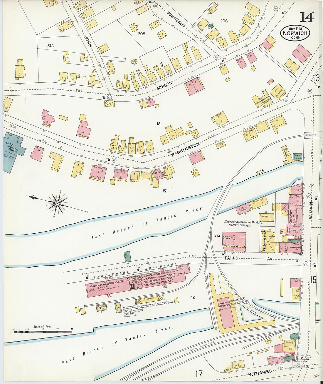 This old map of Norwich, New London County, Connecticut was created by Sanborn Map Company in 1903