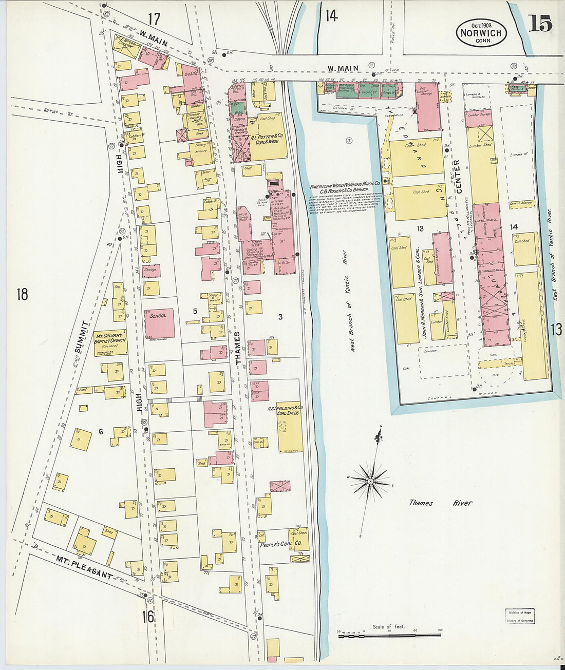 This old map of Norwich, New London County, Connecticut was created by Sanborn Map Company in 1903