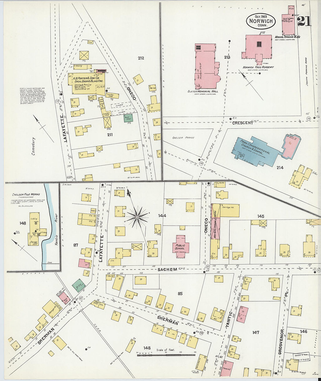 This old map of Norwich, New London County, Connecticut was created by Sanborn Map Company in 1903
