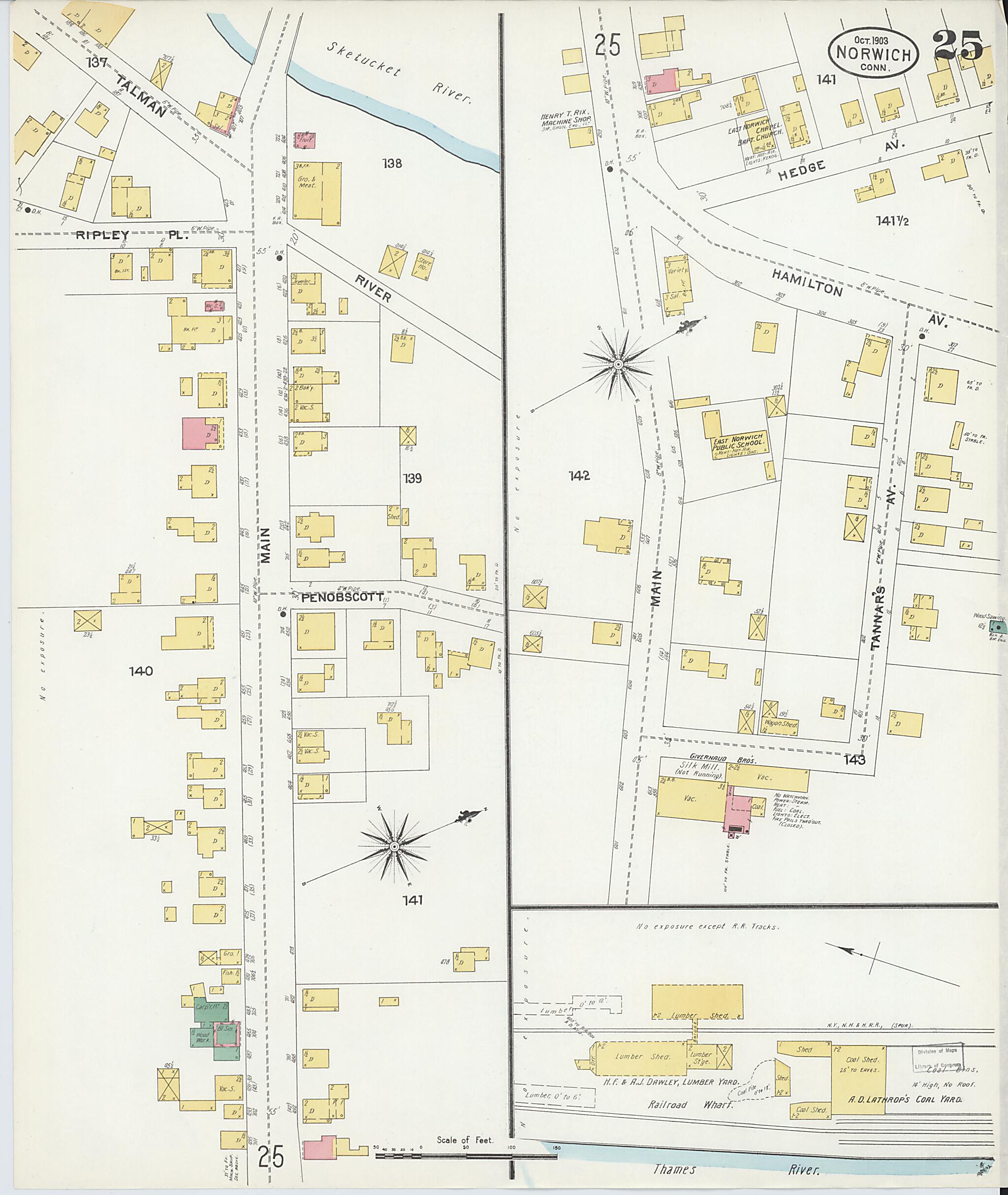 This old map of Norwich, New London County, Connecticut was created by Sanborn Map Company in 1903
