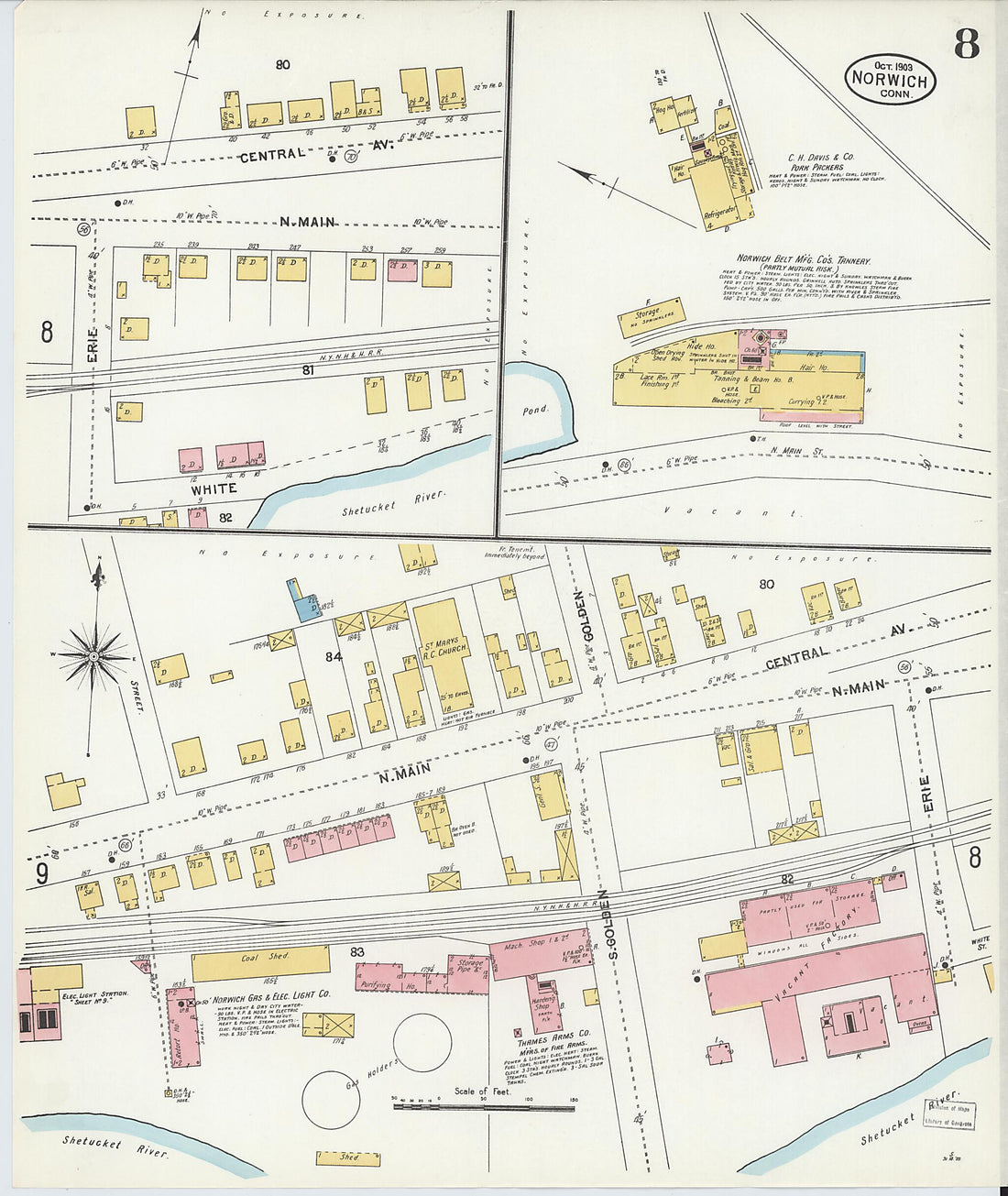 This old map of Norwich, New London County, Connecticut was created by Sanborn Map Company in 1903