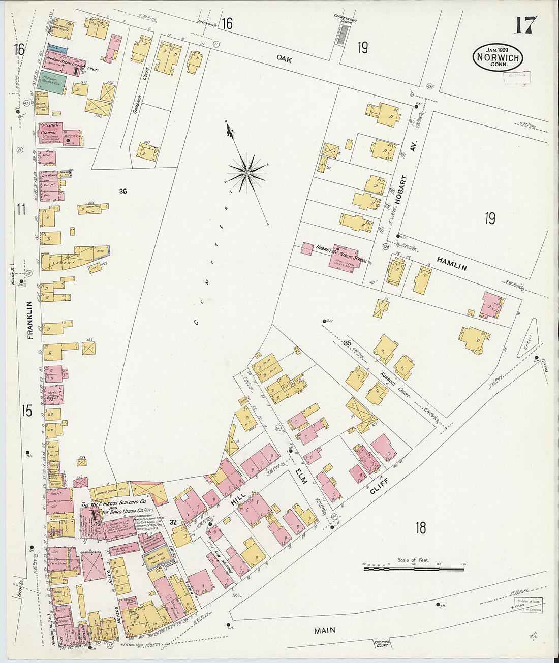 This old map of Norwich, New London County, Connecticut was created by Sanborn Map Company in 1909