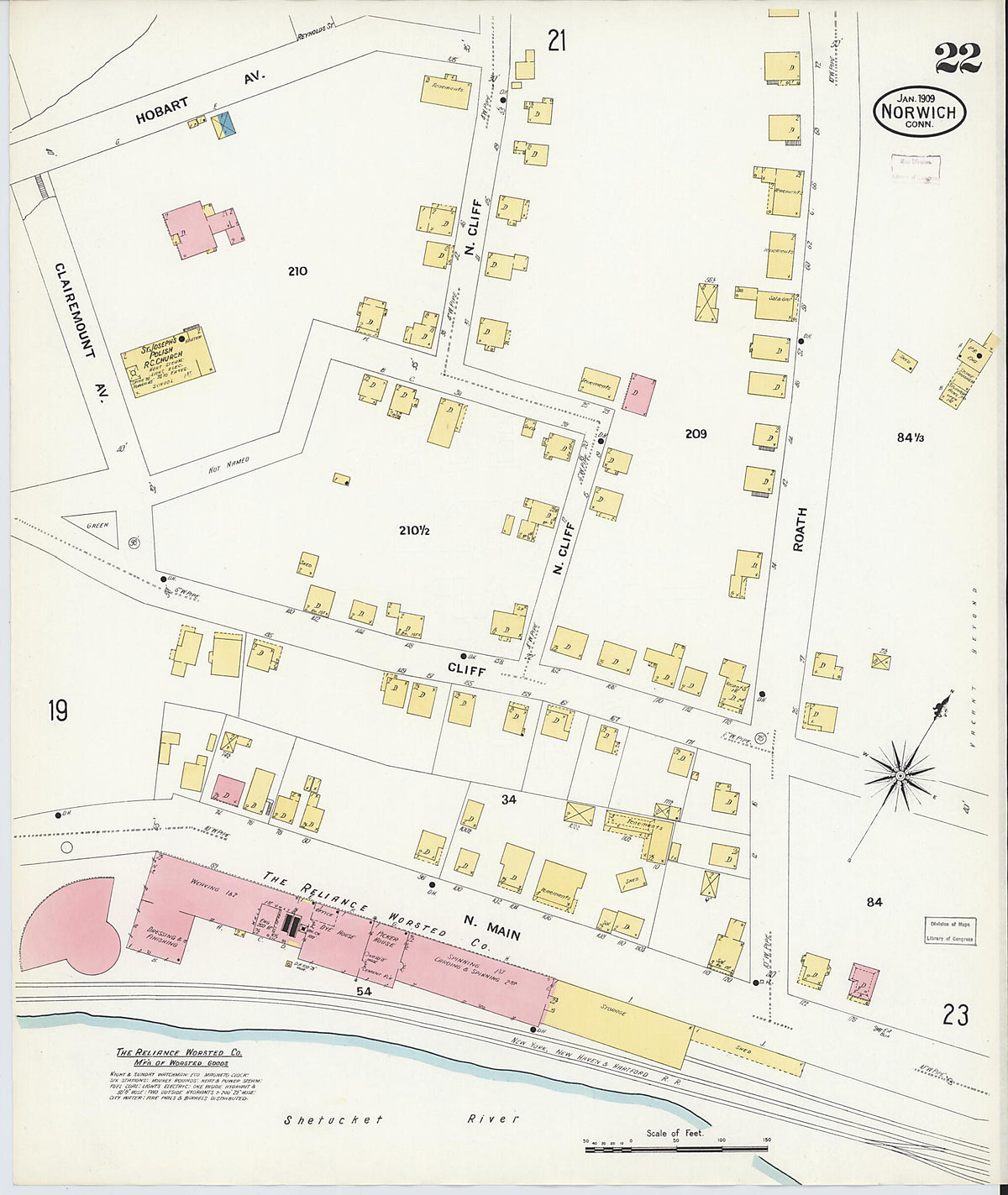 Norwich, New London County, Connecticut 1909 (Sheet 22 of 41) by Relic Map Company