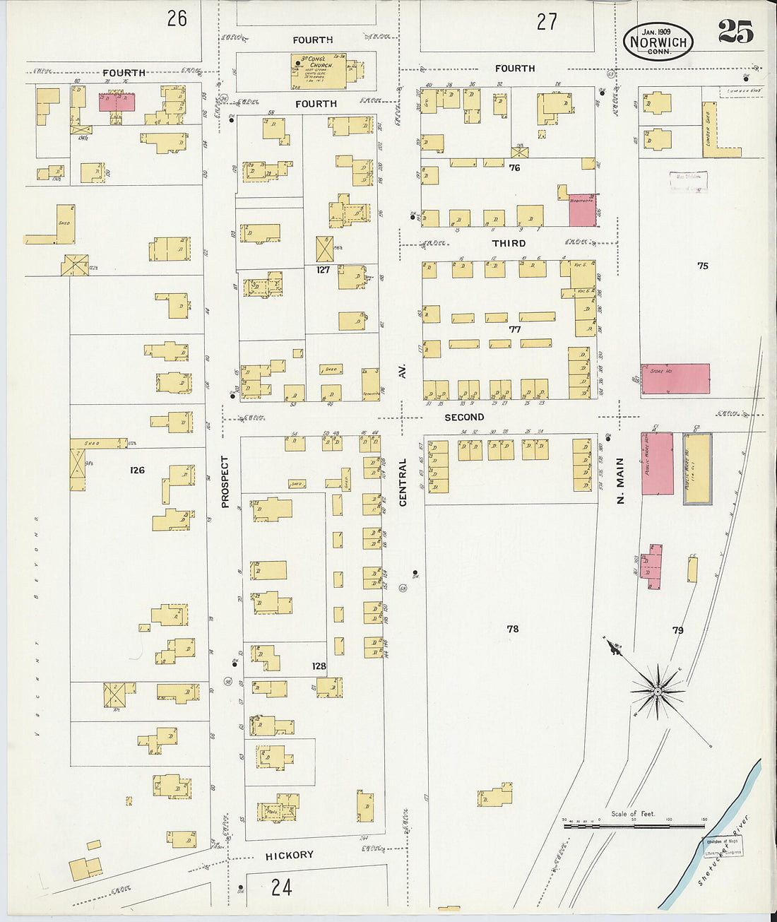 This old map of Norwich, New London County, Connecticut was created by Sanborn Map Company in 1909