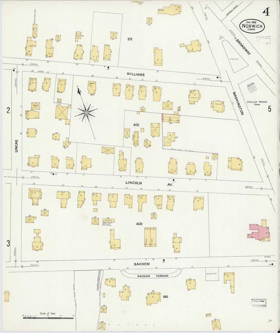 This old map of Norwich, New London County, Connecticut was created by Sanborn Map Company in 1909