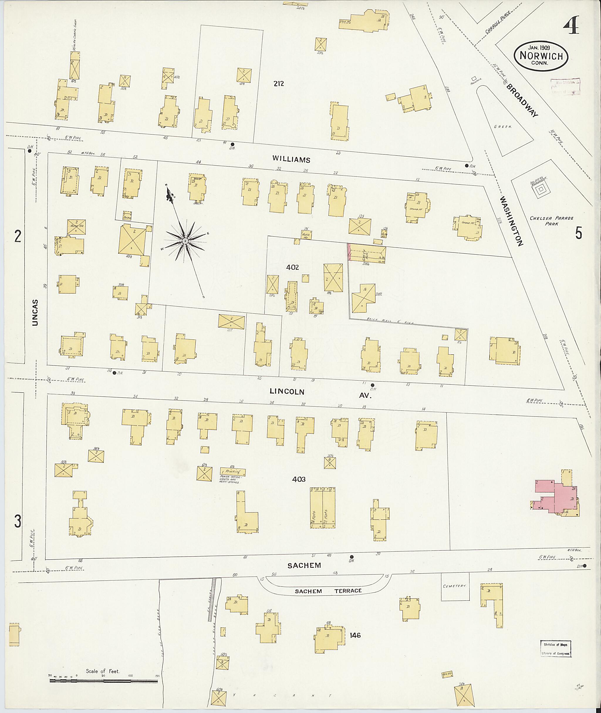 This old map of Norwich, New London County, Connecticut was created by Sanborn Map Company in 1909
