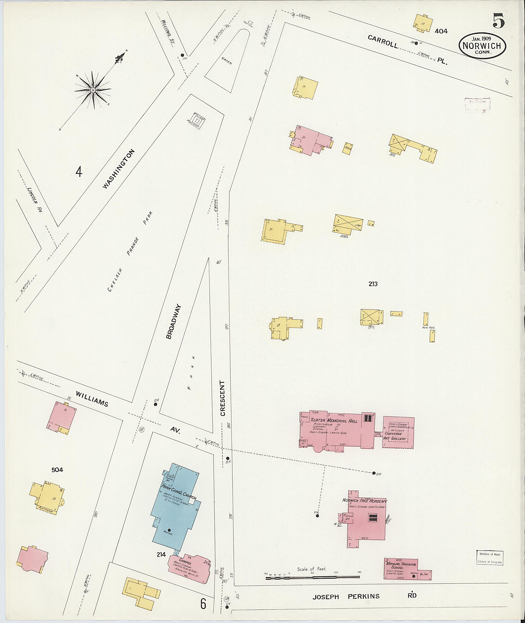 This old map of Norwich, New London County, Connecticut was created by Sanborn Map Company in 1909
