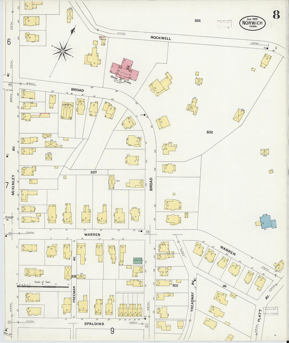 This old map of Norwich, New London County, Connecticut was created by Sanborn Map Company in 1909