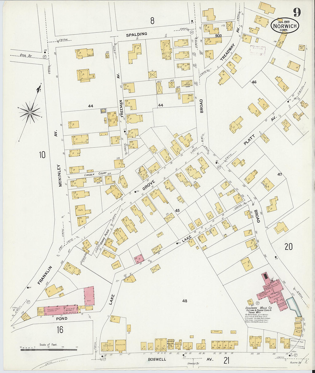This old map of Norwich, New London County, Connecticut was created by Sanborn Map Company in 1909