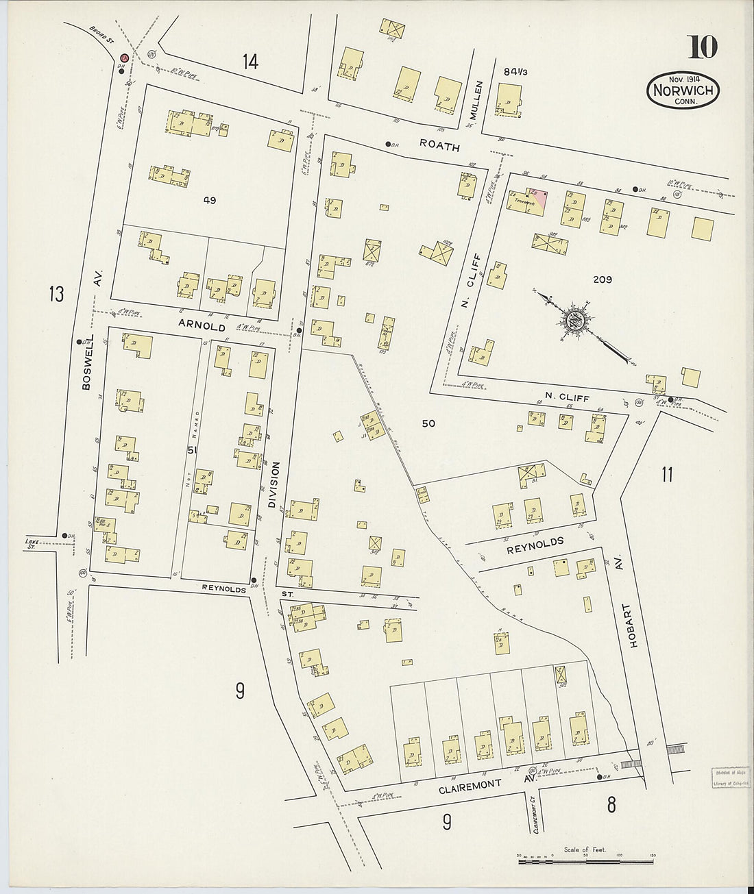 This old map of Norwich, New London County, Connecticut was created by Sanborn Map Company in 1914
