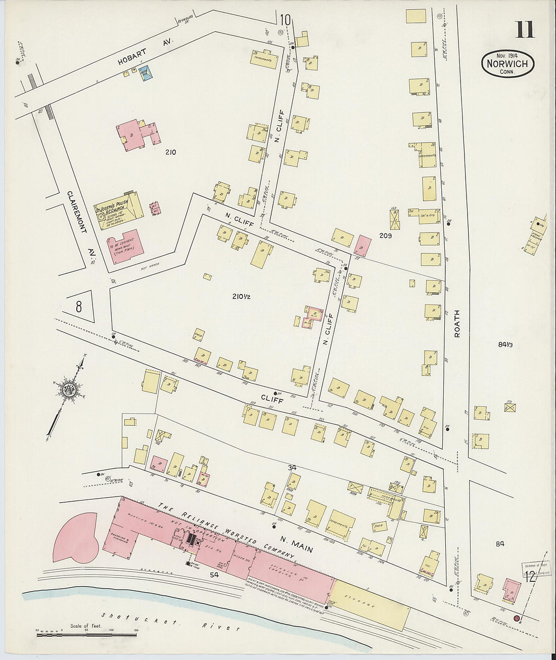 This old map of Norwich, New London County, Connecticut was created by Sanborn Map Company in 1914
