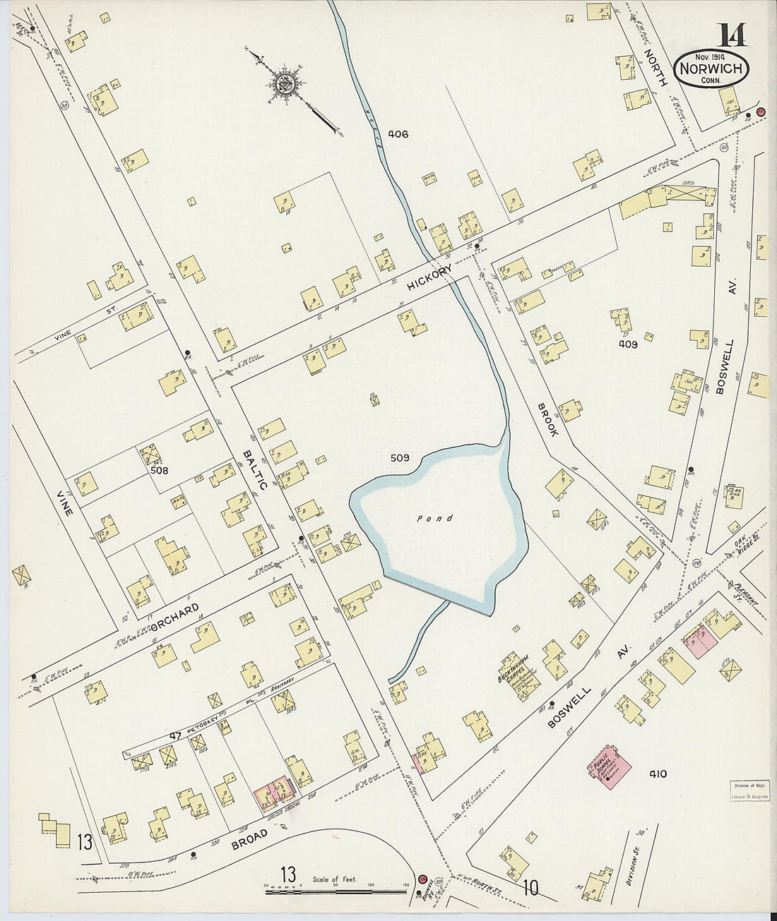This old map of Norwich, New London County, Connecticut was created by Sanborn Map Company in 1914