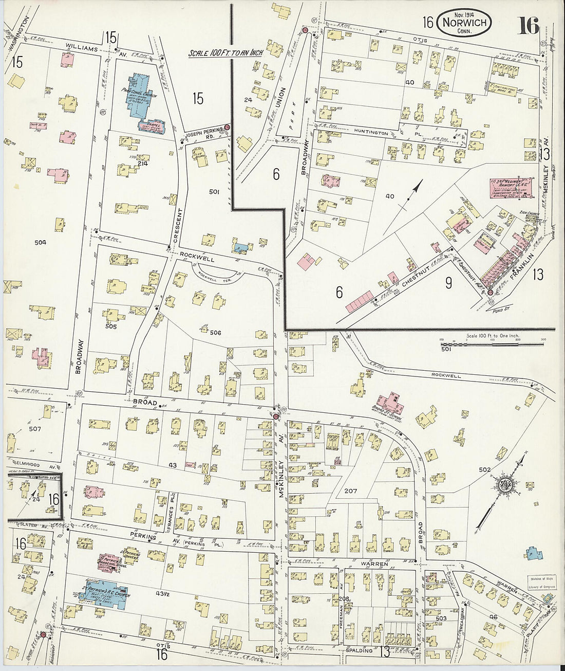 This old map of Norwich, New London County, Connecticut was created by Sanborn Map Company in 1914