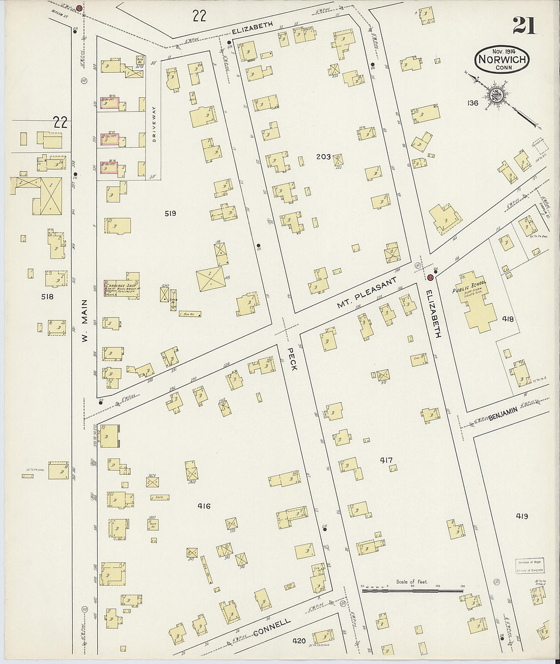This old map of Norwich, New London County, Connecticut was created by Sanborn Map Company in 1914
