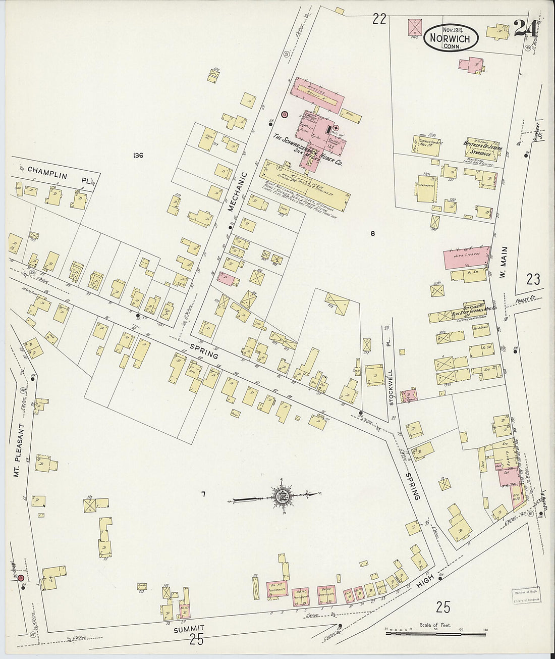 This old map of Norwich, New London County, Connecticut was created by Sanborn Map Company in 1914