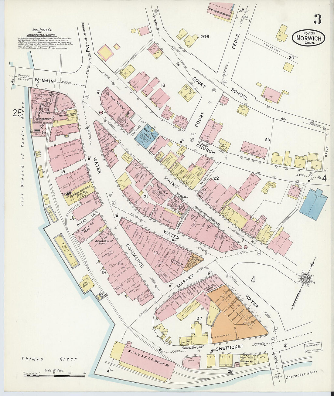 This old map of Norwich, New London County, Connecticut was created by Sanborn Map Company in 1914