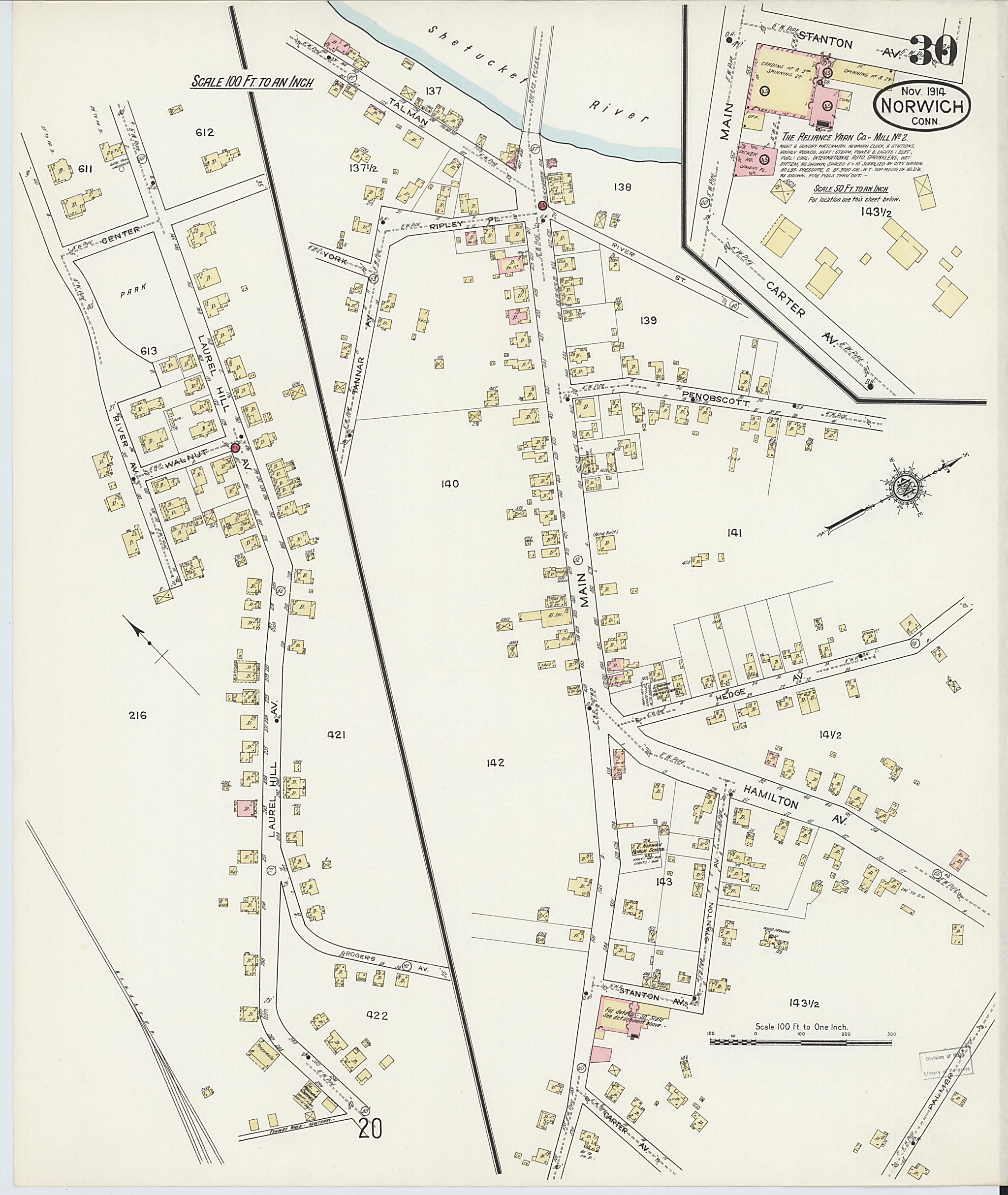 This old map of Norwich, New London County, Connecticut was created by Sanborn Map Company in 1914