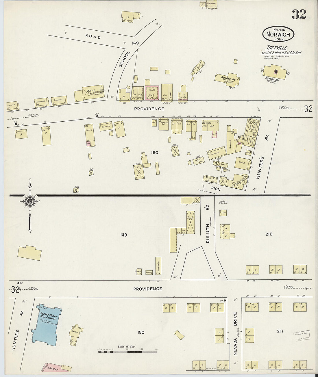 This old map of Norwich, New London County, Connecticut was created by Sanborn Map Company in 1914