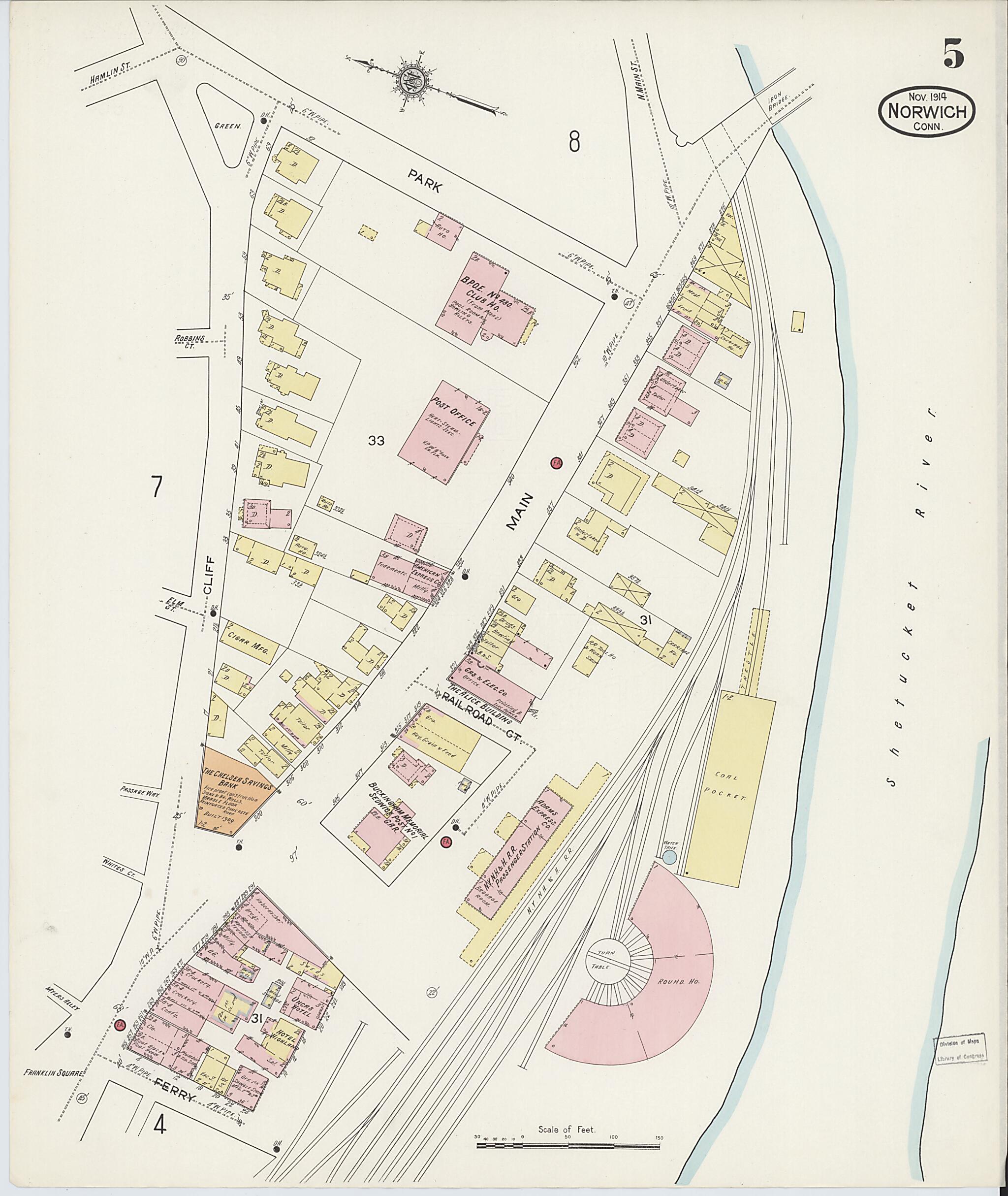 This old map of Norwich, New London County, Connecticut was created by Sanborn Map Company in 1914